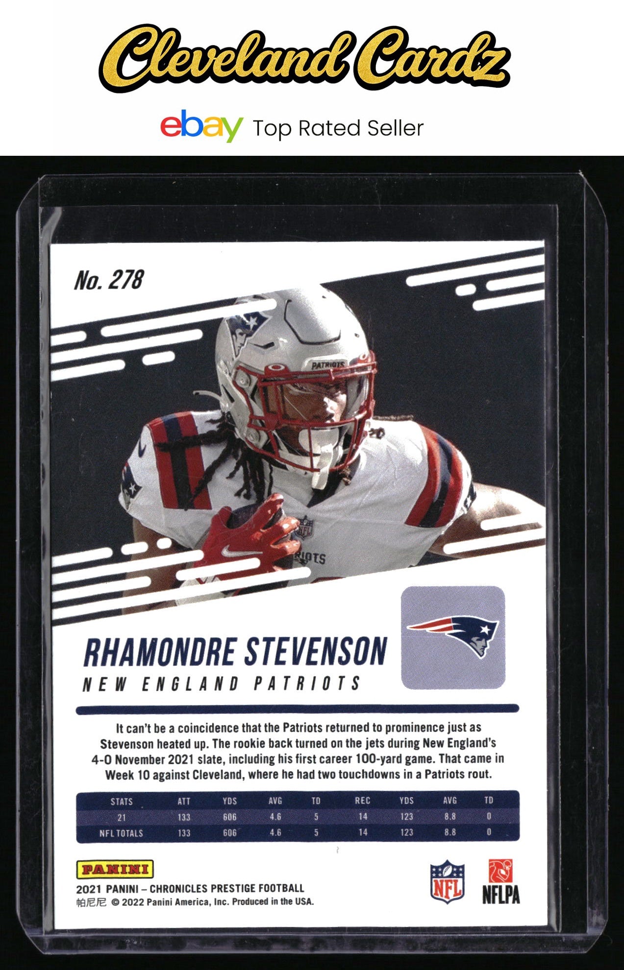 2021 Panini Chronicles #278 Rhamondre Stevenson Prestige Rookies Update RC