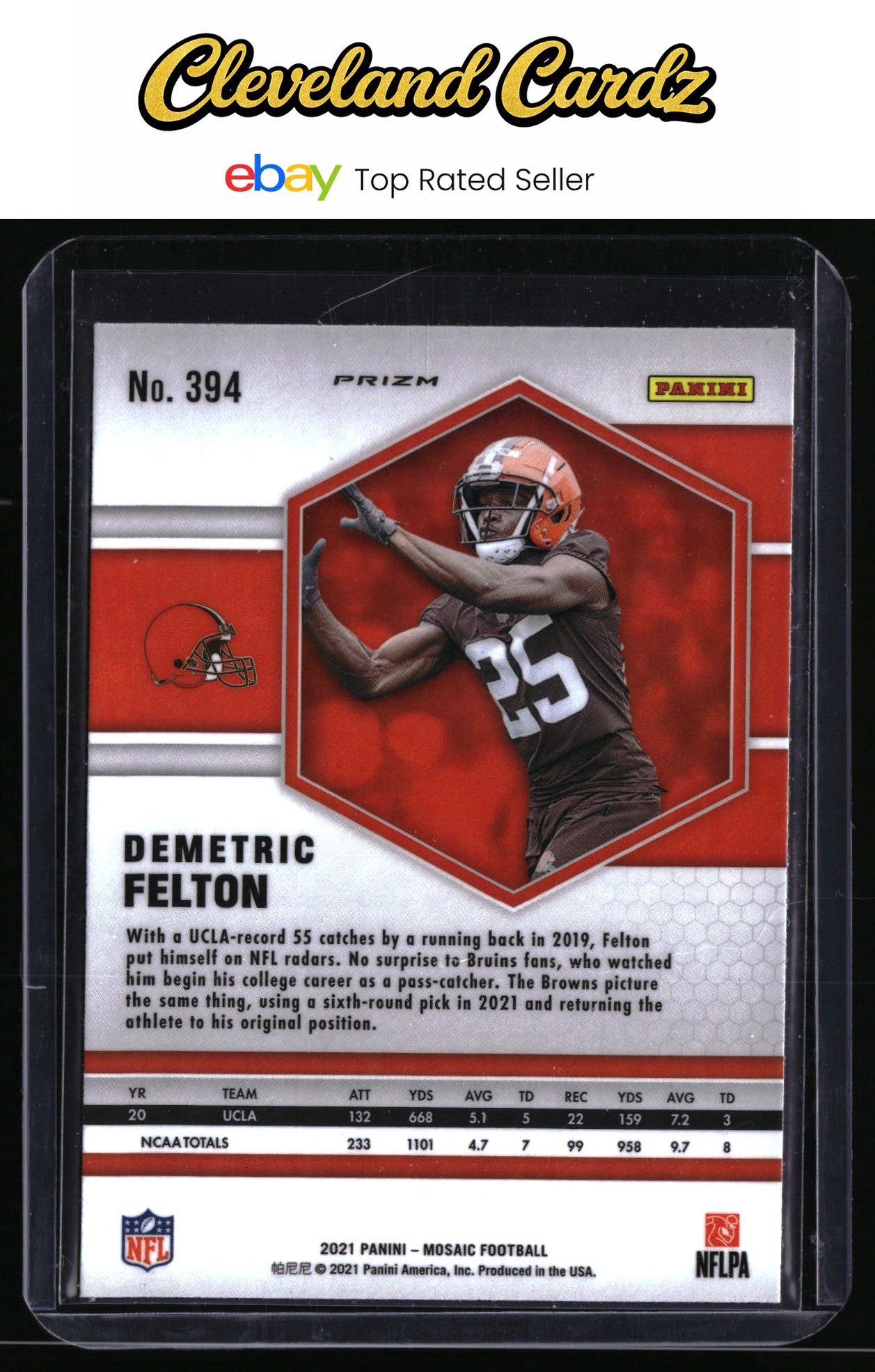 2021 Panini Mosaic #394 Demetric Felton No Huddle Prizm Silver RC