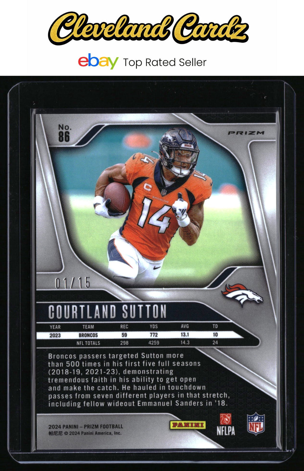 2024 Panini Prizm #86 Courtland Sutton Choice Cherry Blossom #1/15 *Book End*