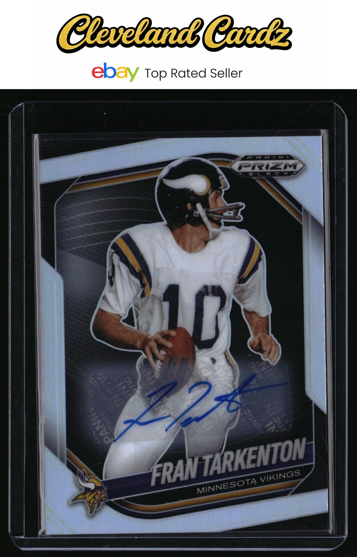 2025 Panini Prizm Black #87 Fran Tarkenton Prizm Silver Auto