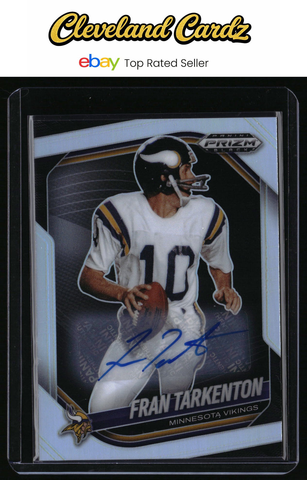 2025 Panini Prizm Black #87 Fran Tarkenton Prizm Silver Auto