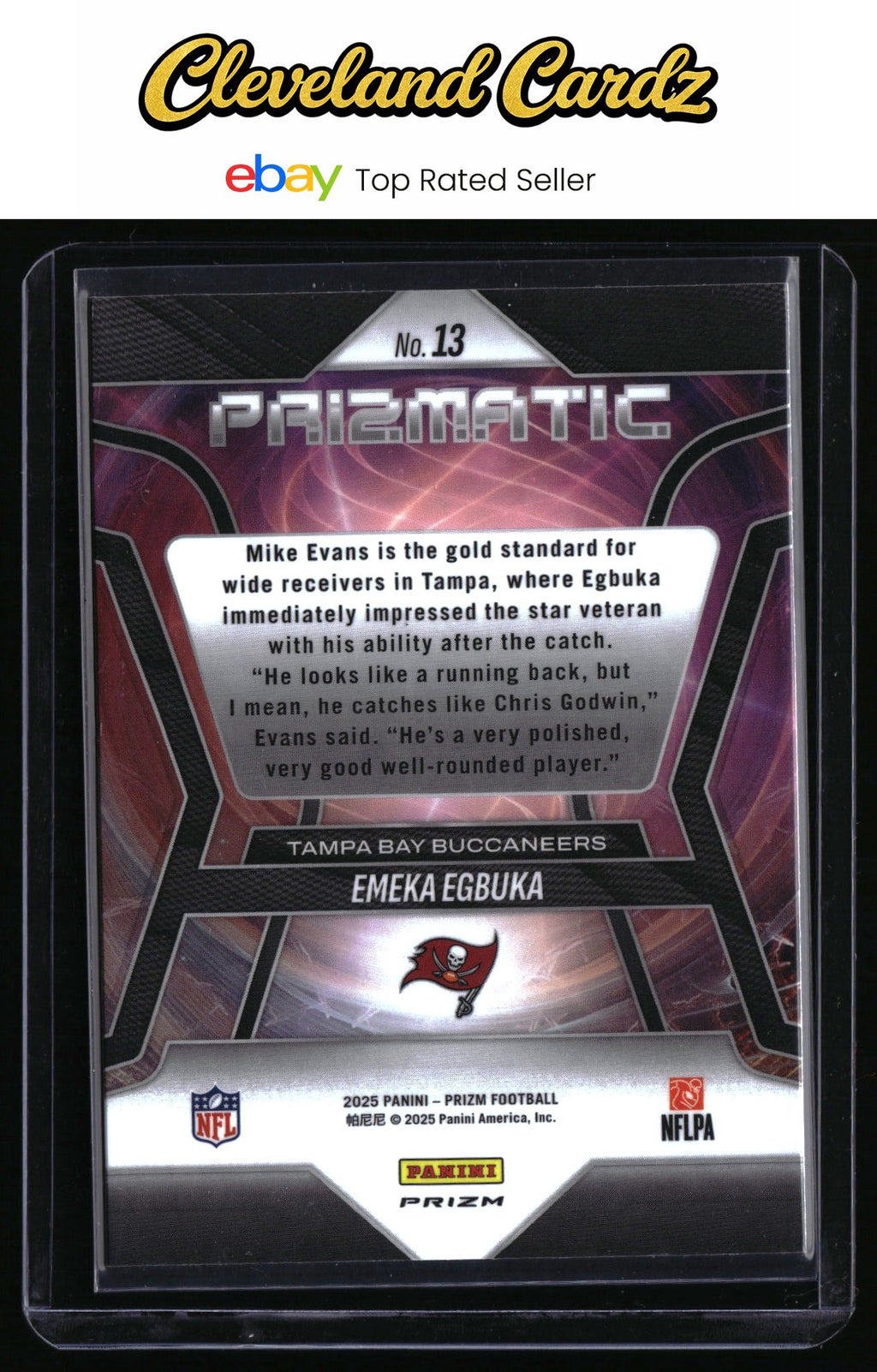 2025 Panini Prizm #13 Emeka Egbuka Prizmatic Green Wave RC
