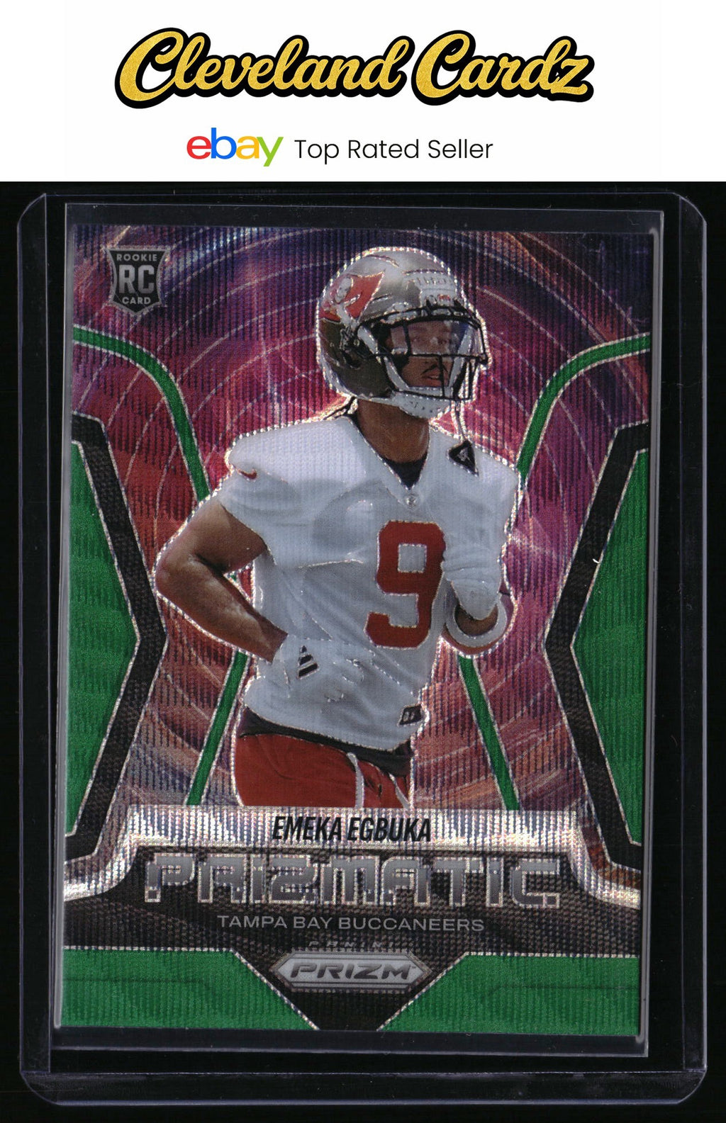 2025 Panini Prizm #13 Emeka Egbuka Prizmatic Green Wave RC