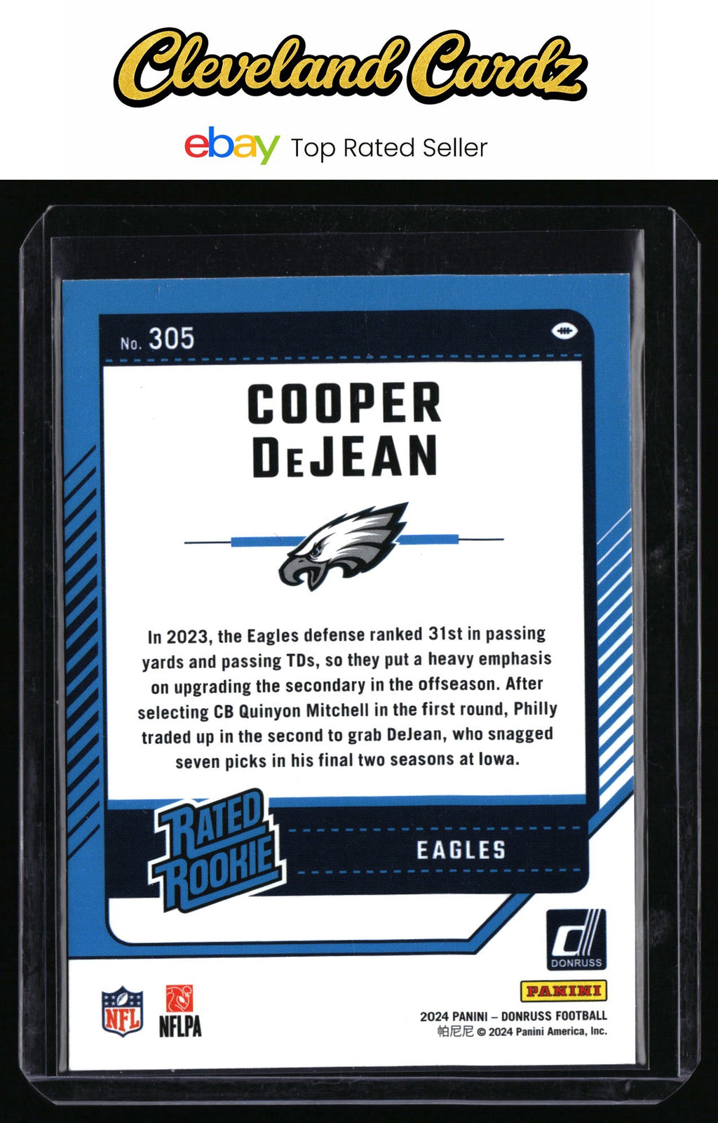2024 Donruss #305 Cooper DeJean Press Proof Blue RC