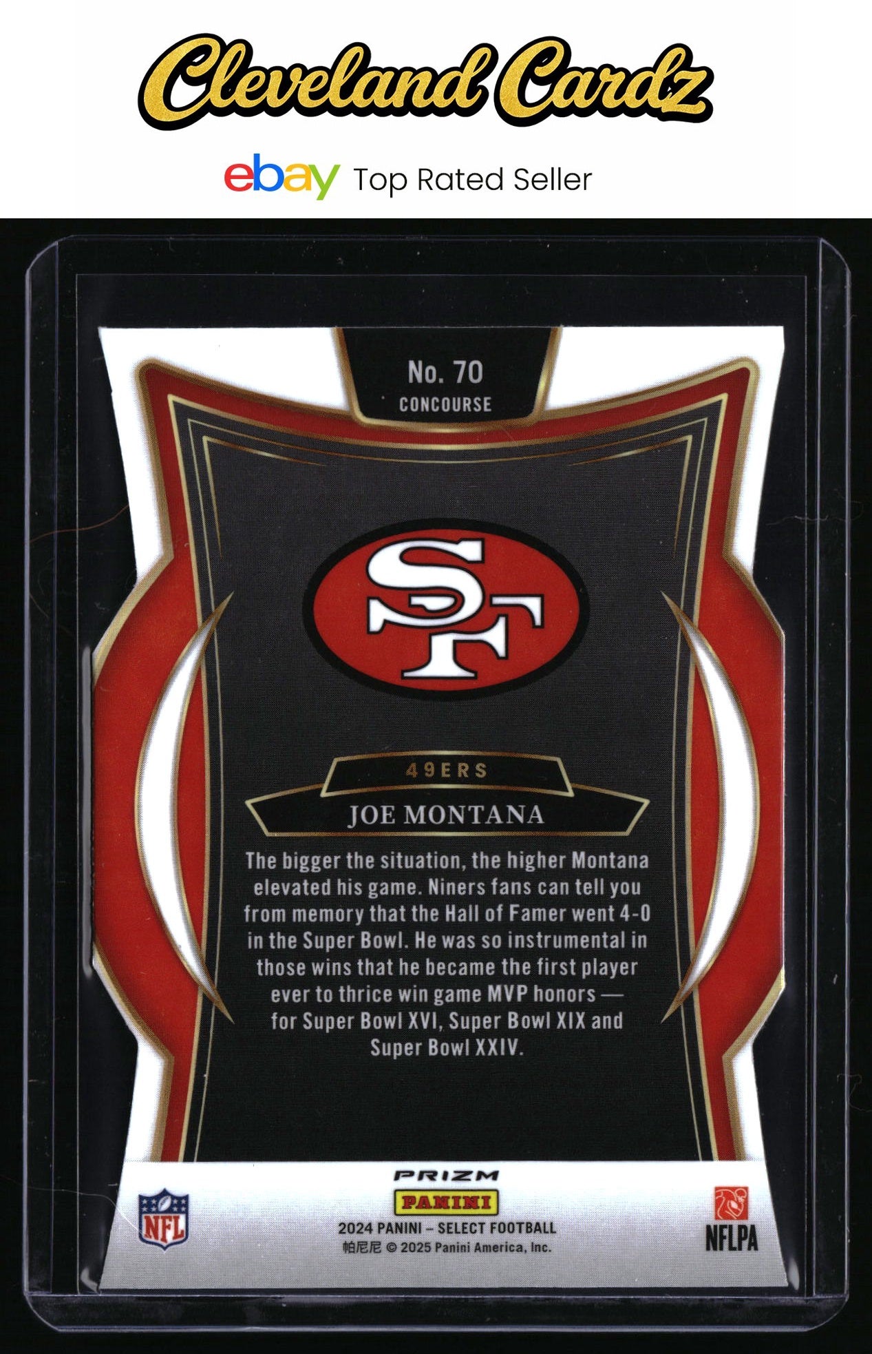 2024 Panini Select #70 Joe Montana Silver Prizm Die Cut