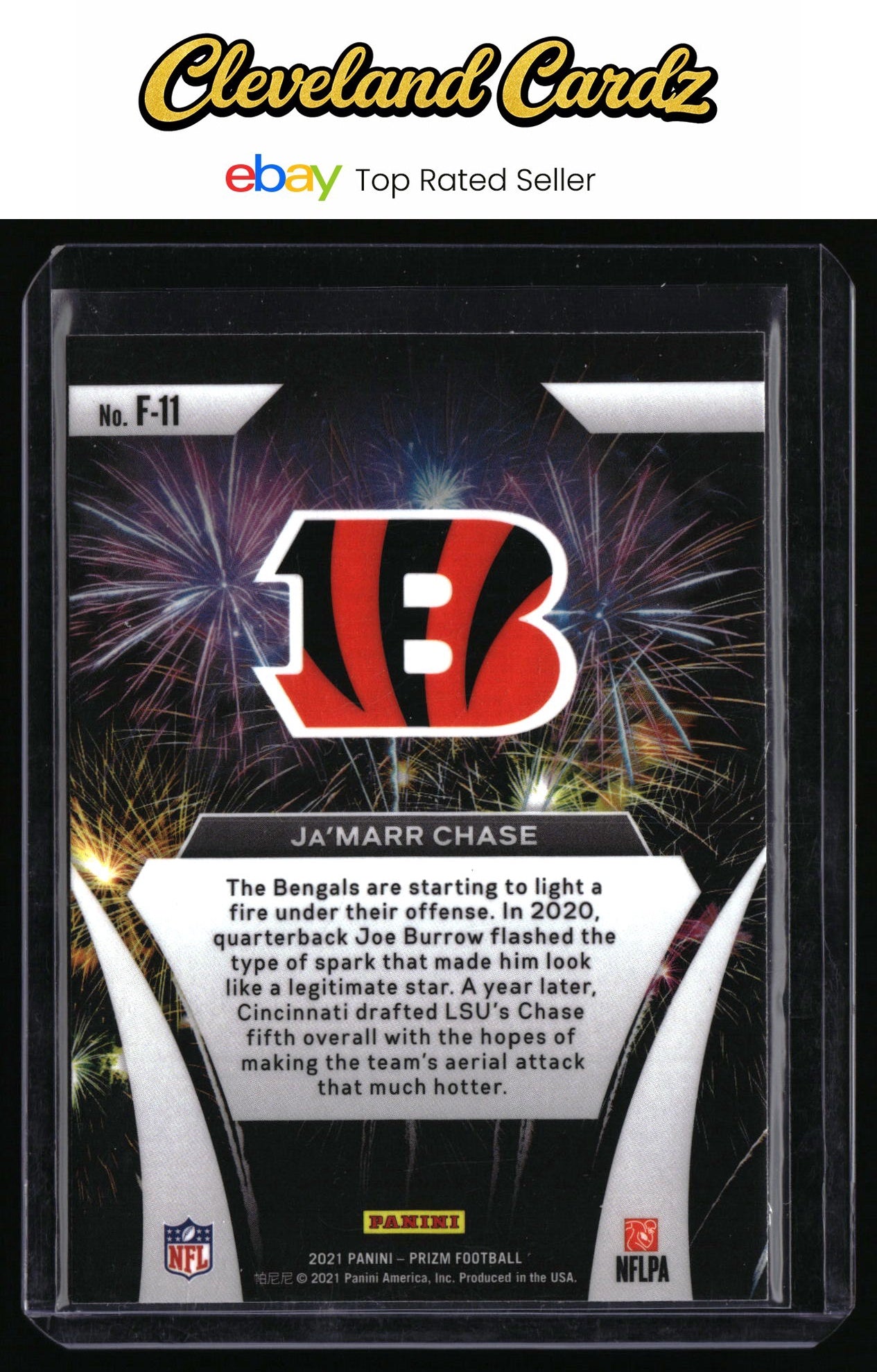 2021 Panini Prizm #F-11 Ja'Marr Chase Fireworks RC
