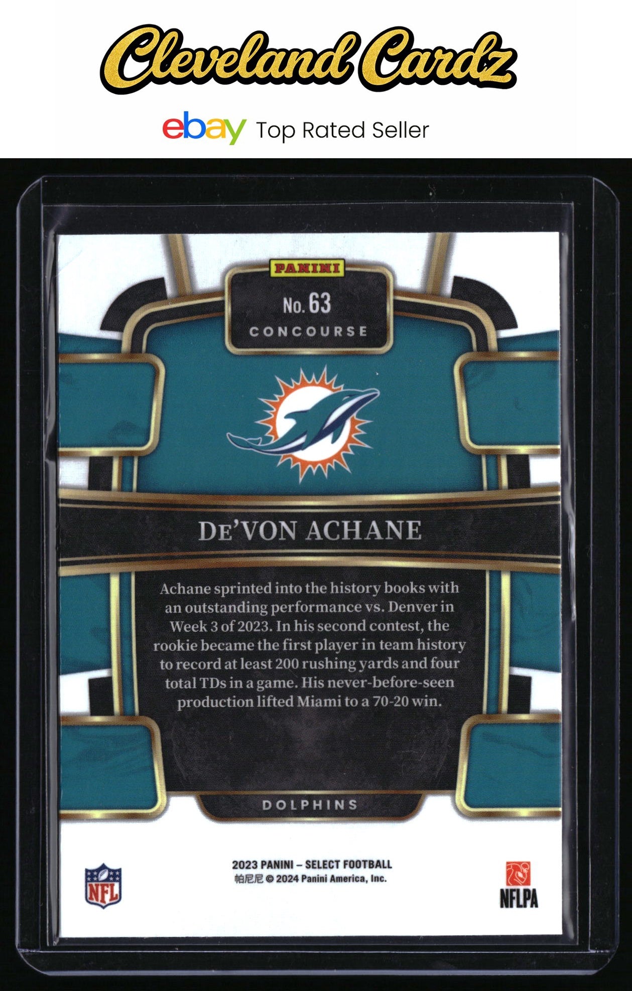 2023 Panini Select #63 De'Von Achane RC
