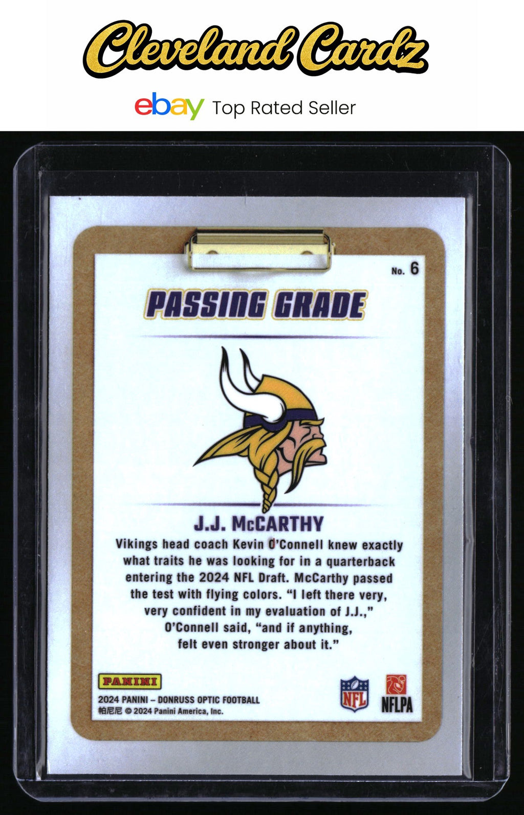 2024 Donruss Optic #6 J.J. McCarthy Passing Grade RC