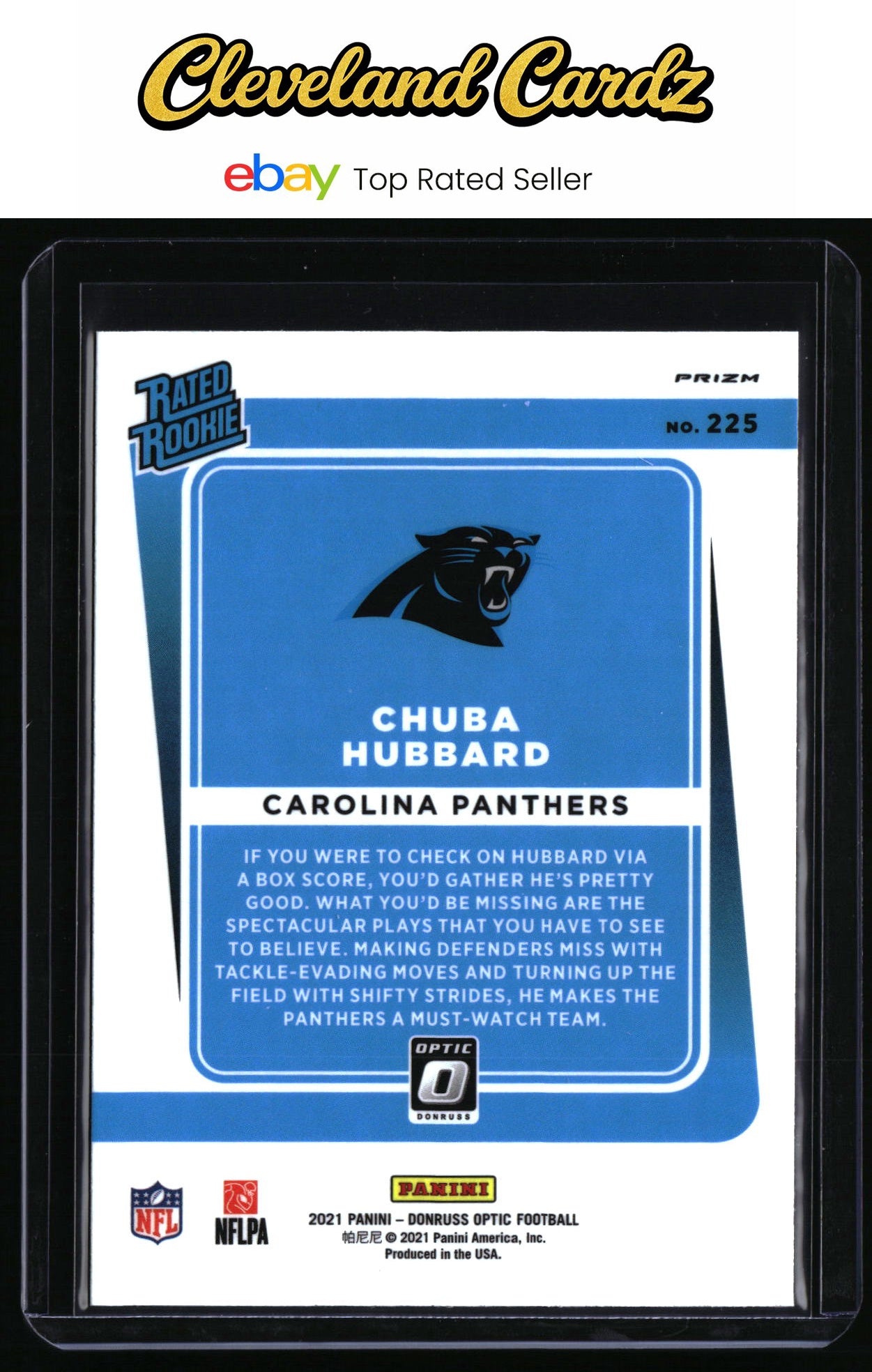 2021 Donruss Optic #225 Chuba Hubbard Holo RC