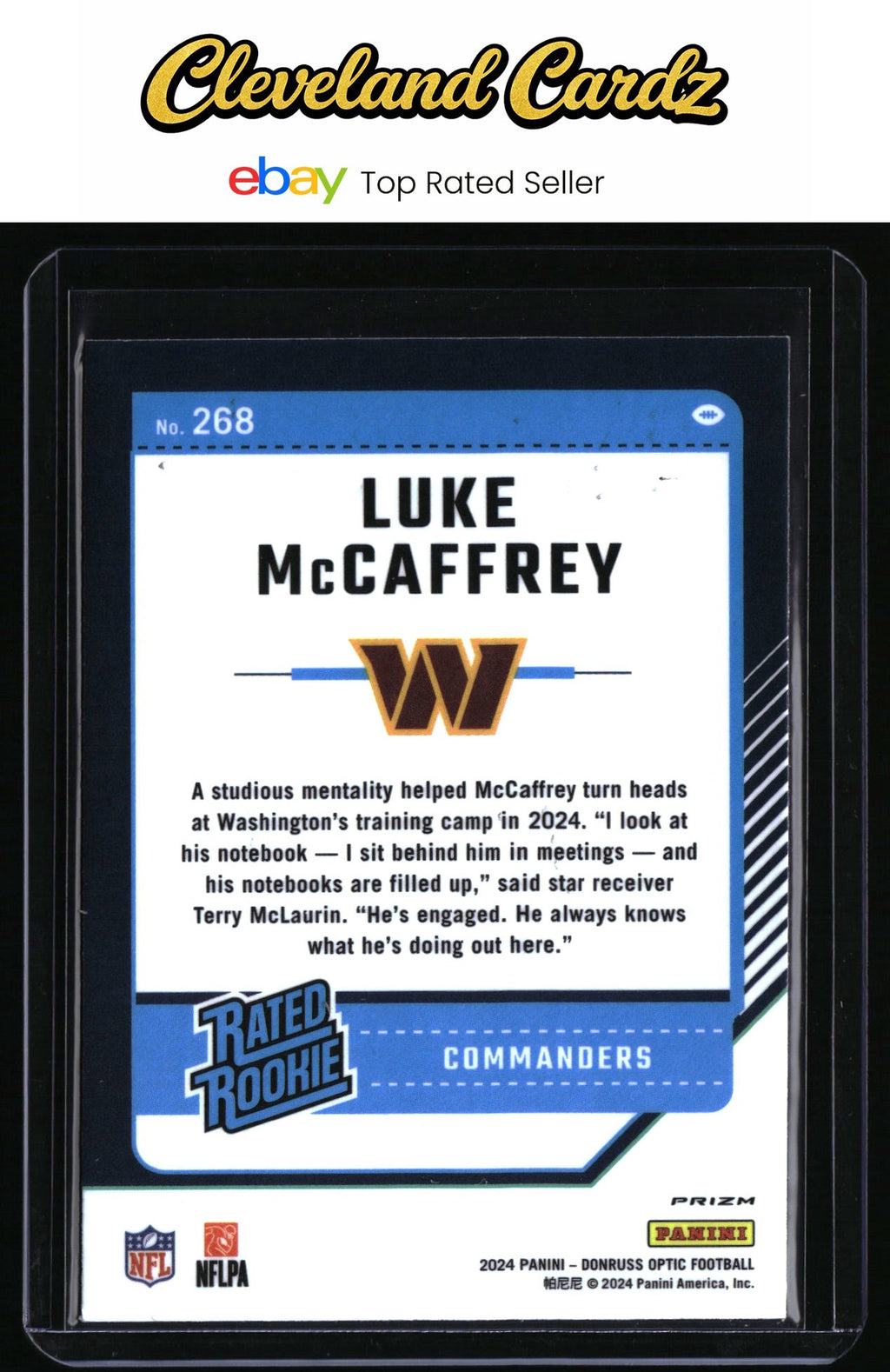 2024 Donruss Optic #268 Luke McCaffrey Purple Scope RC