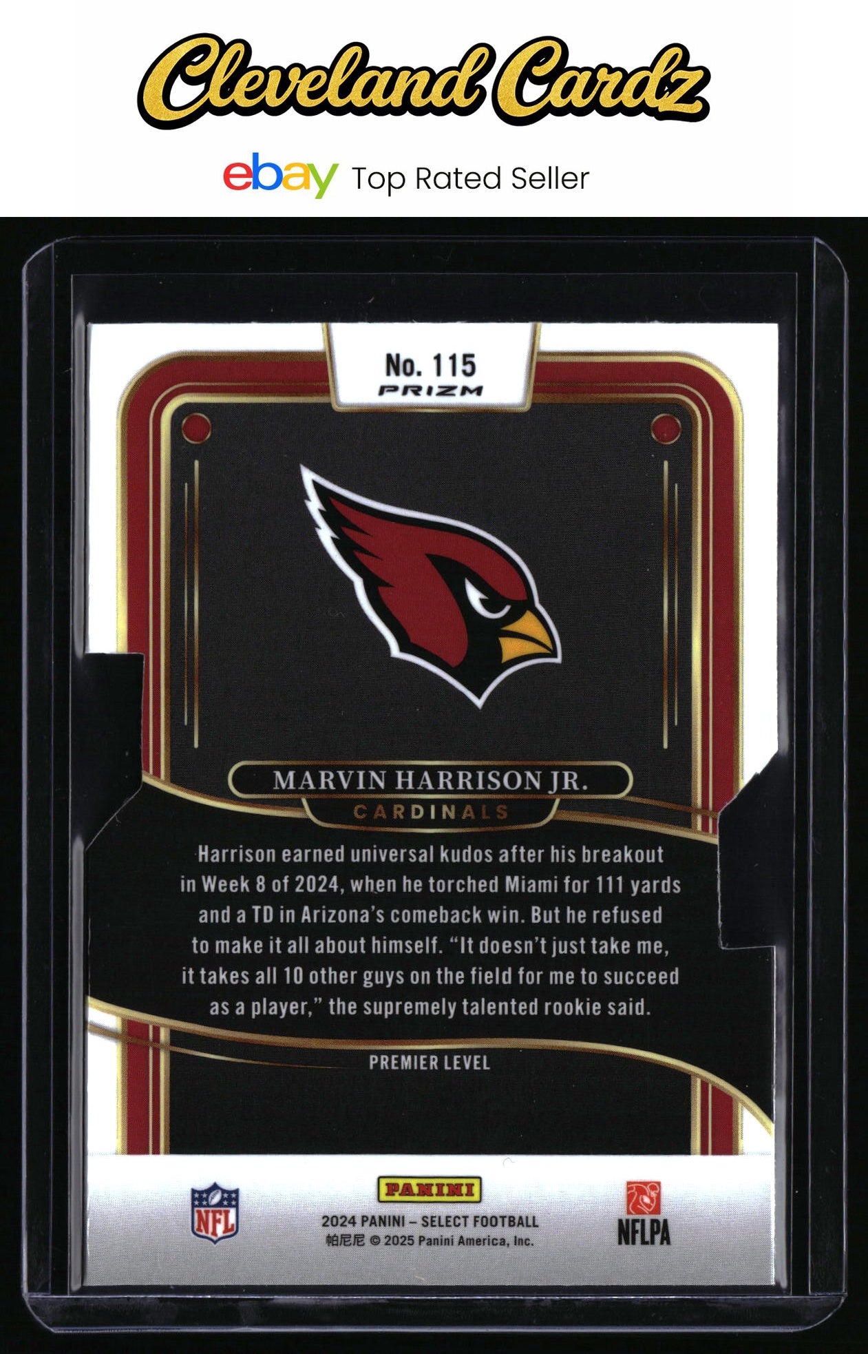 2024 Panini Select #115 Marvin Harrison Jr. Silver Prizm Die Cut RC