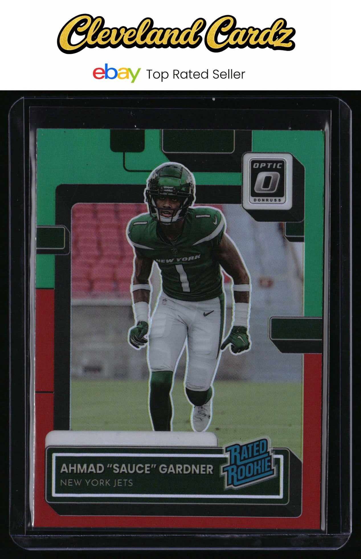 2022 Donruss #P-328 Ahmad "Sauce" Gardner Rated Rookies Red and Green RC