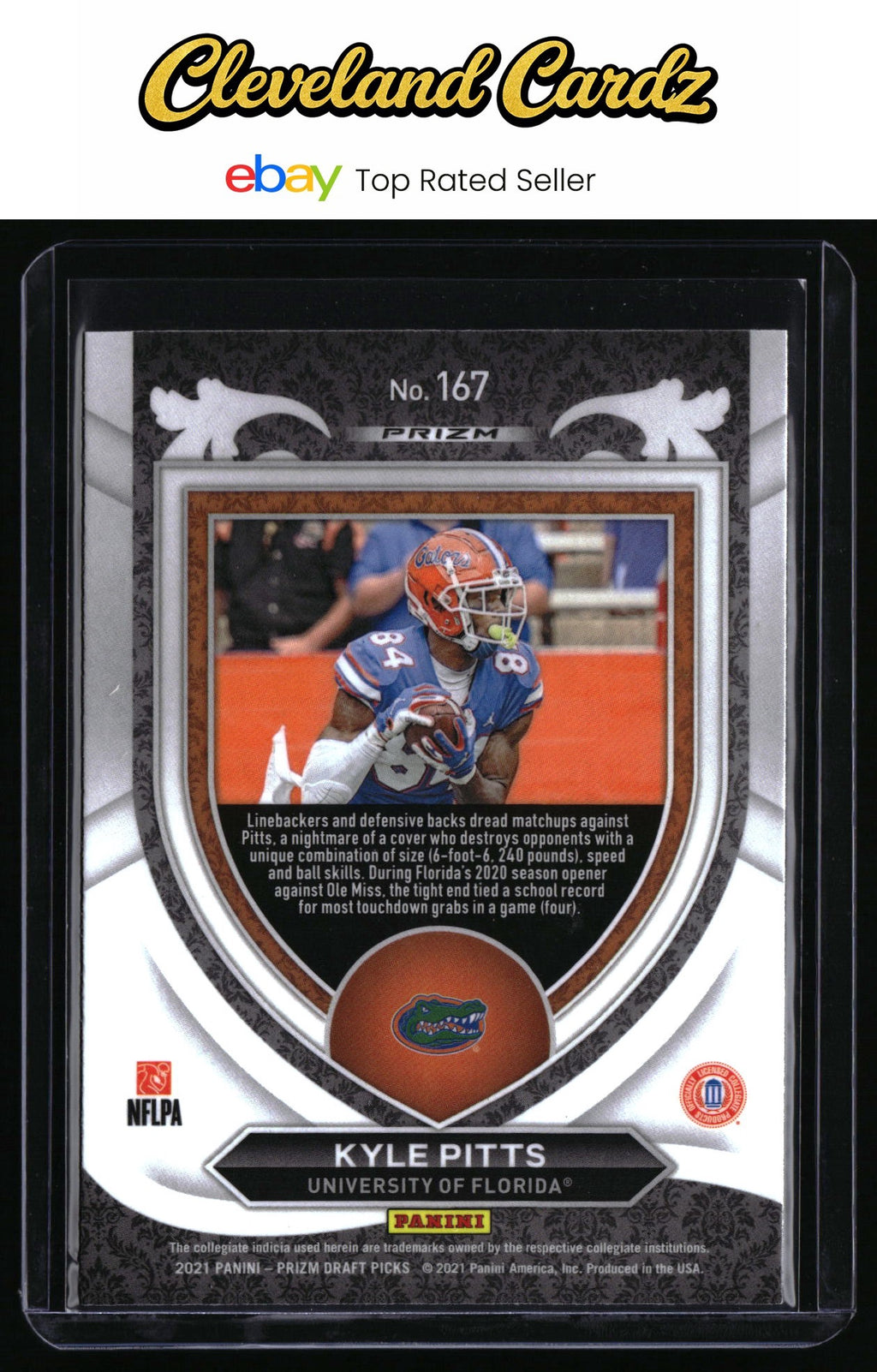 2021 Panini Prizm Draft Picks Collegiate #167 Kyle Pitts Green Prizm RC