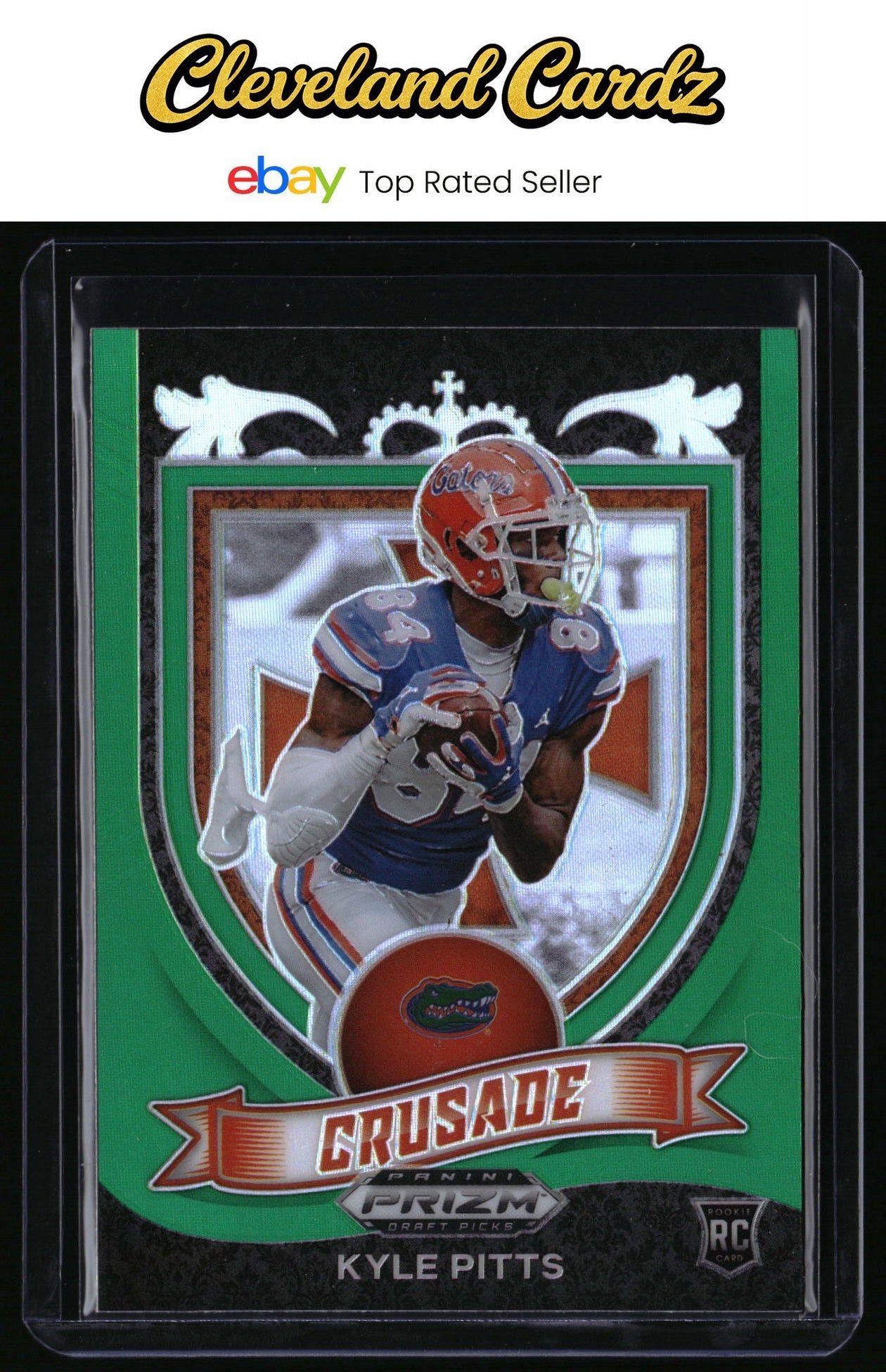 2021 Panini Prizm Draft Picks Collegiate #167 Kyle Pitts Green Prizm RC