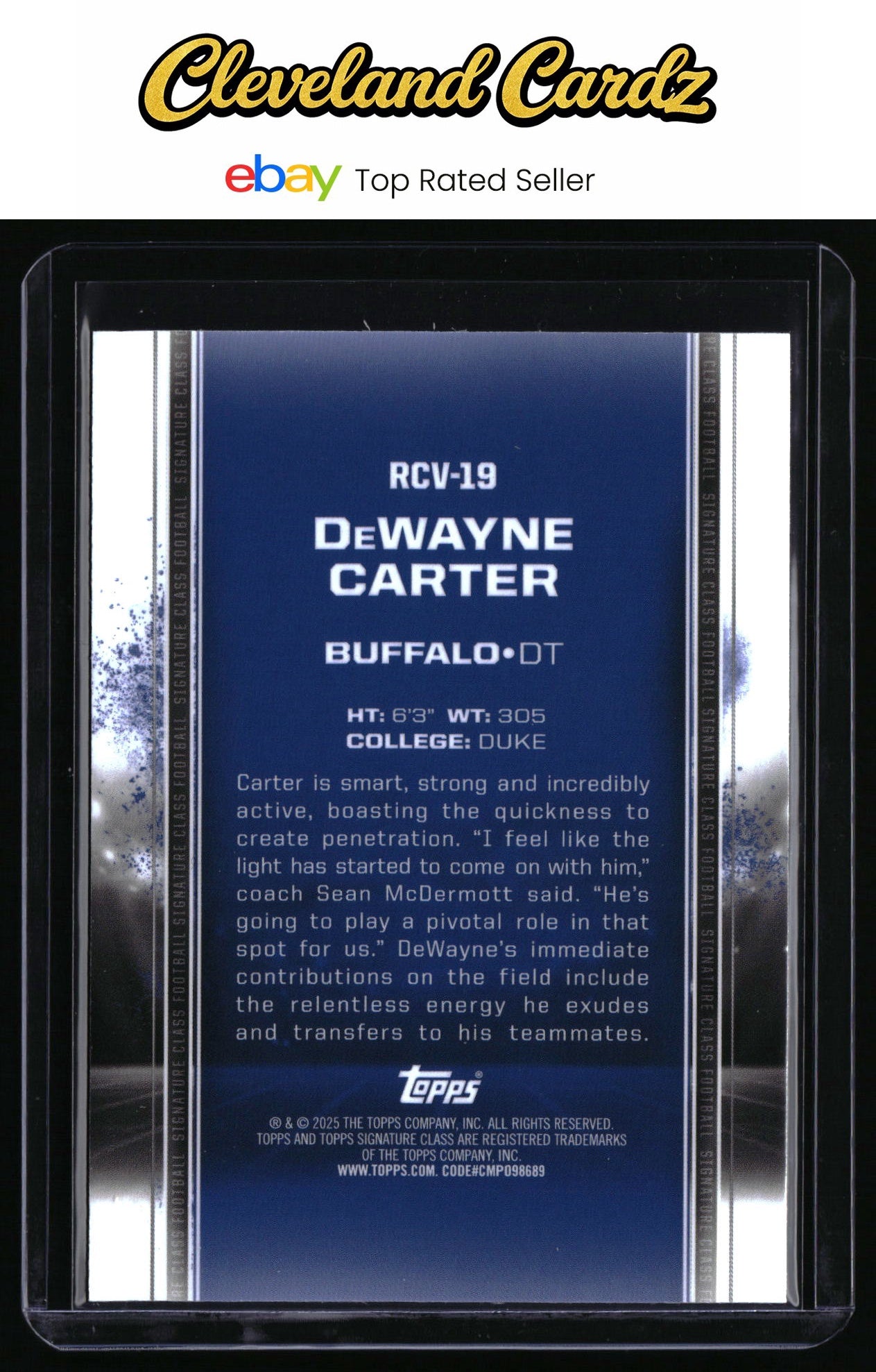 2024 Topps Signature Class #79 DeWayne Carter Teal #/225 RC