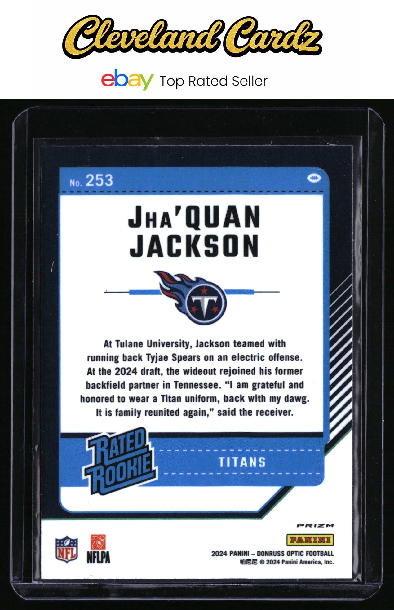 2024 Donruss Optic #253 Jha'Quan Jackson Holo RC