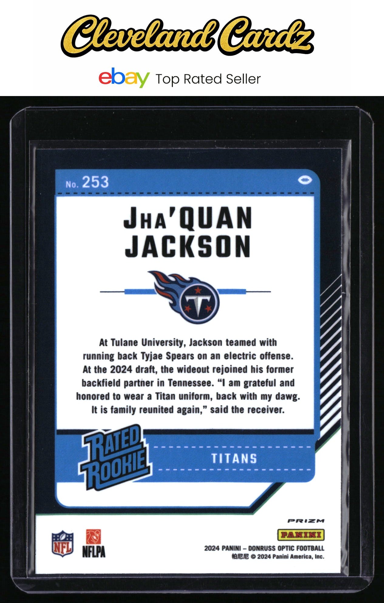 2024 Donruss Optic #253 Jha'Quan Jackson Purple Shock RC