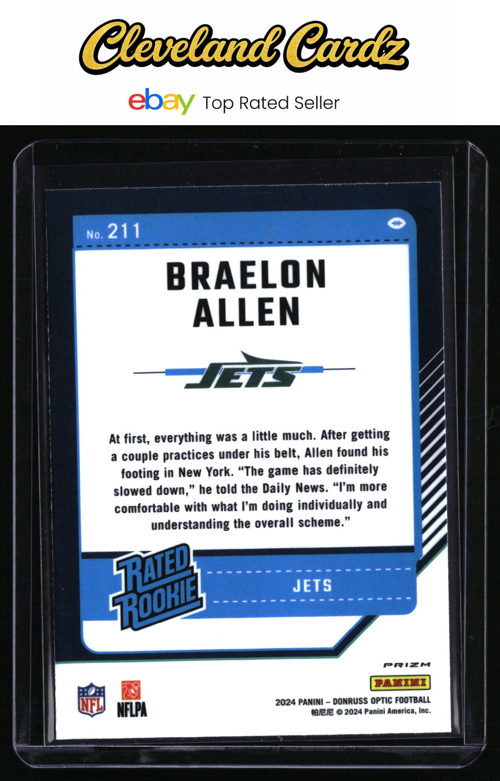 2024 Donruss Optic #211 Braelon Allen Purple Shock RC