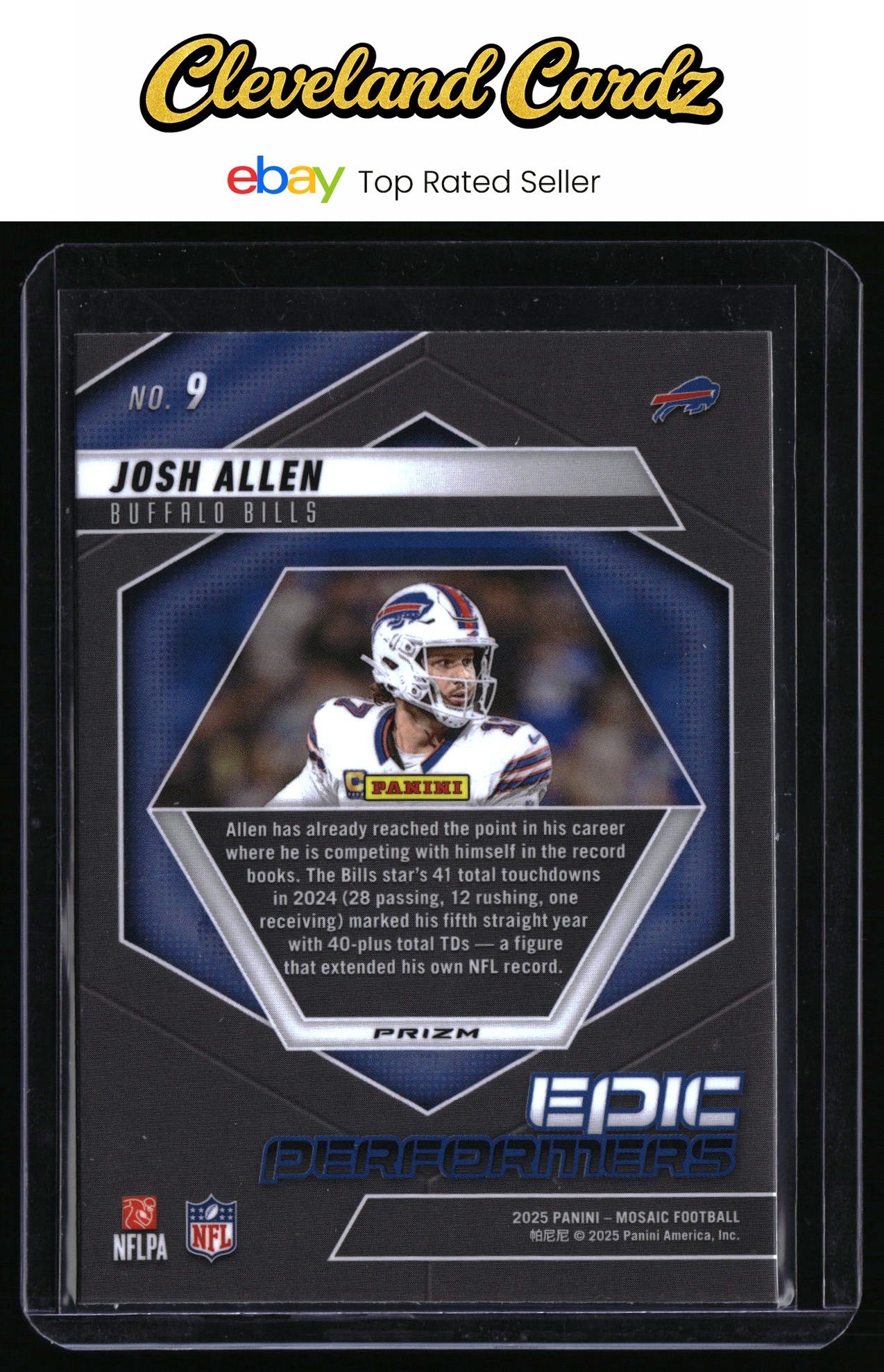 2025 Panini Mosaic #9 Josh Allen Epic Performers Mosaic Green