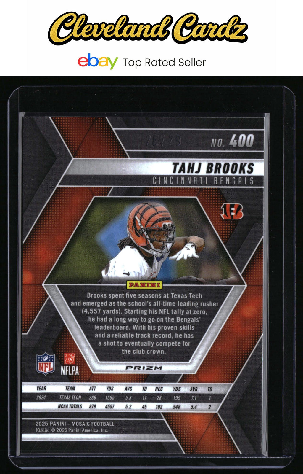 2025 Panini Mosaic #400 Tahj Brooks Mosaic Red Wave #/29 RC