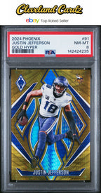2024 Panini Phoenix #91 Justin Jefferson Gold Hyper #/10 PSA 8 #/10