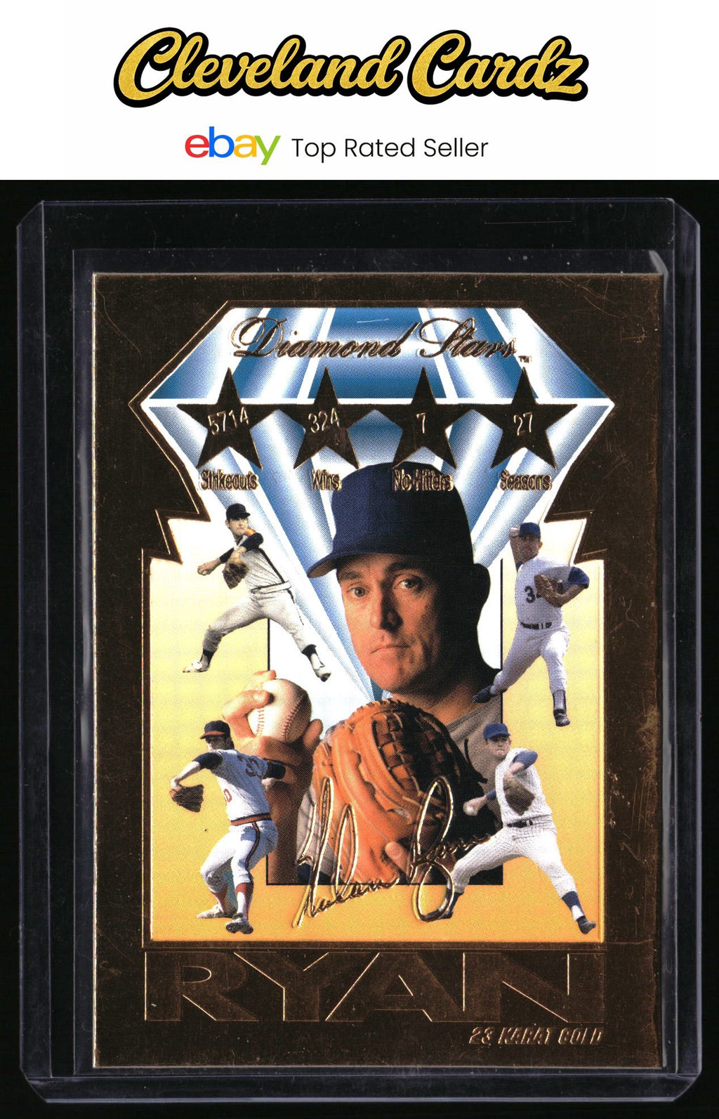 1996 Bleachers 23KT Gold Foil Sculptured #NNO Nolan Ryan #/10000