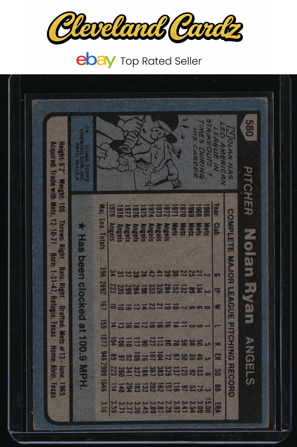 1980 Topps #580 Nolan Ryan