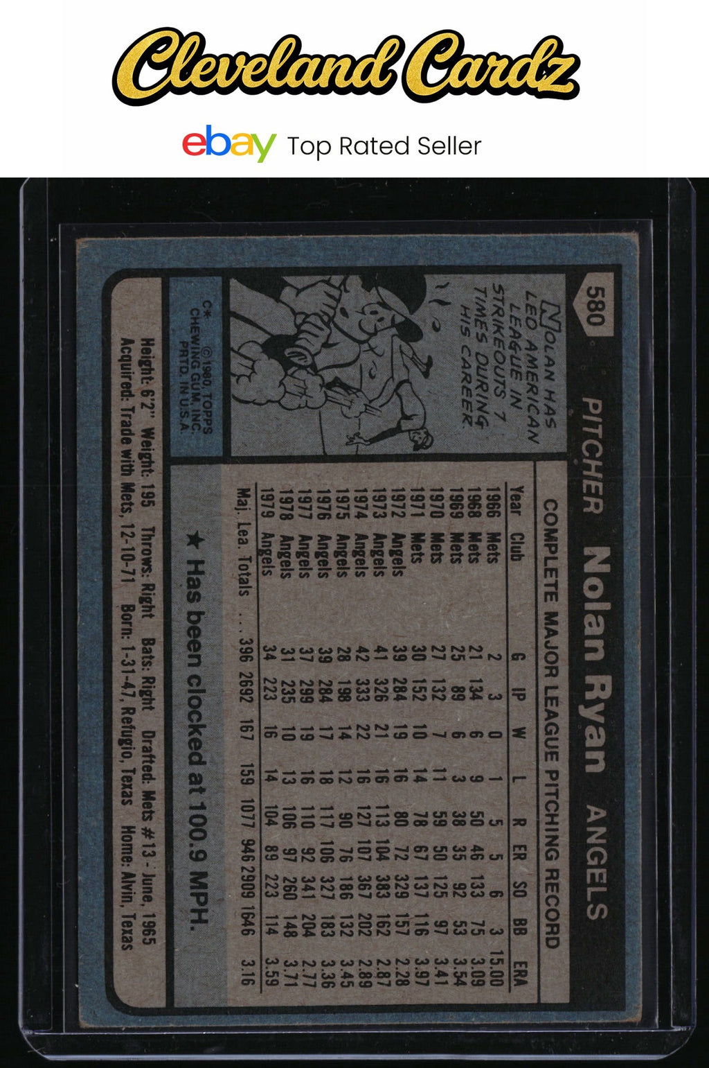 1980 Topps #580 Nolan Ryan