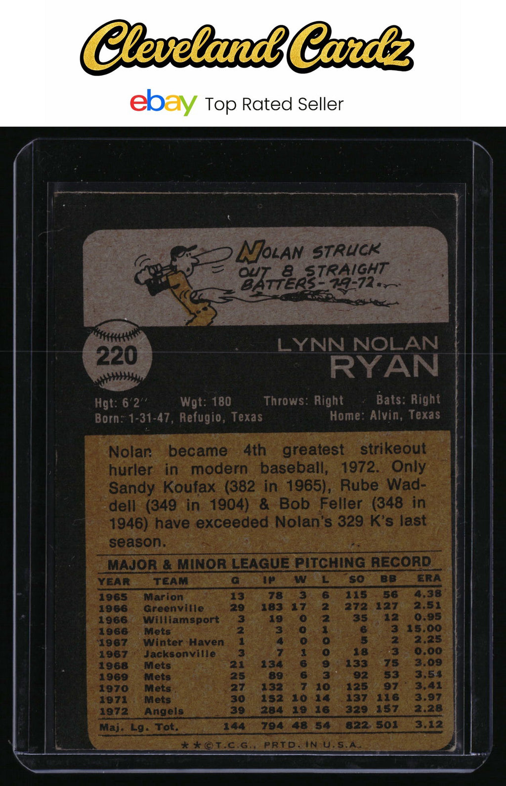1973 Topps #220 Nolan Ryan