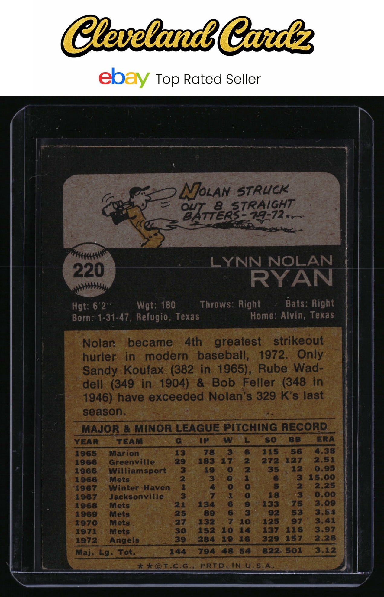 1973 Topps #220 Nolan Ryan