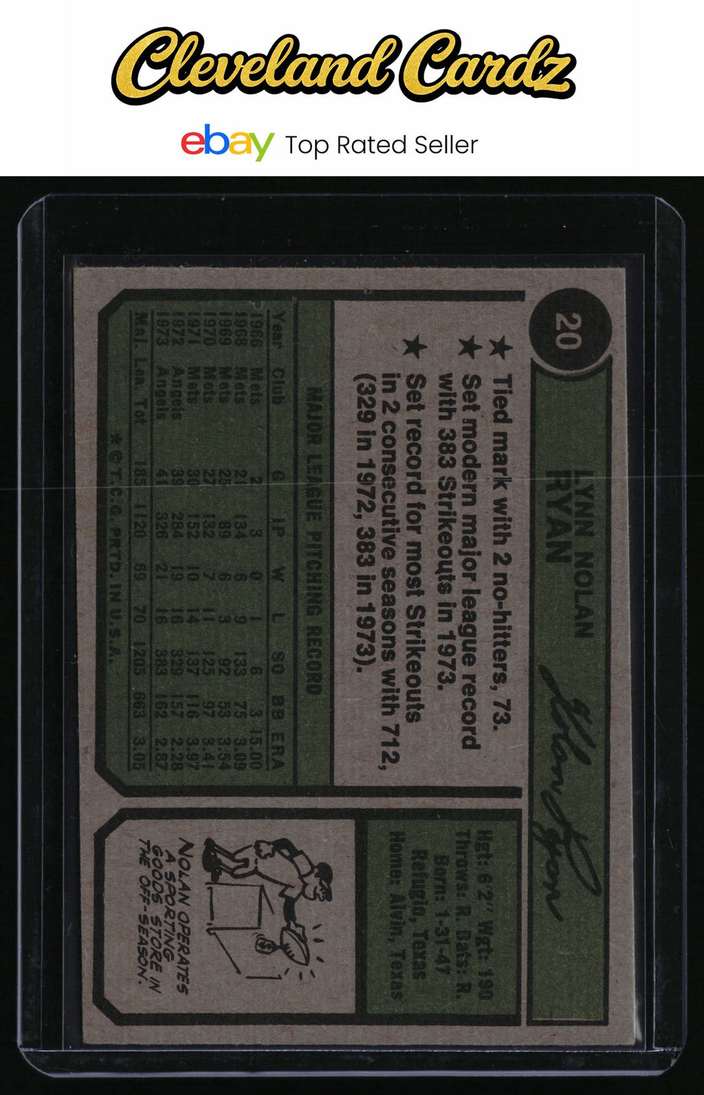 1974 Topps #20 Nolan Ryan