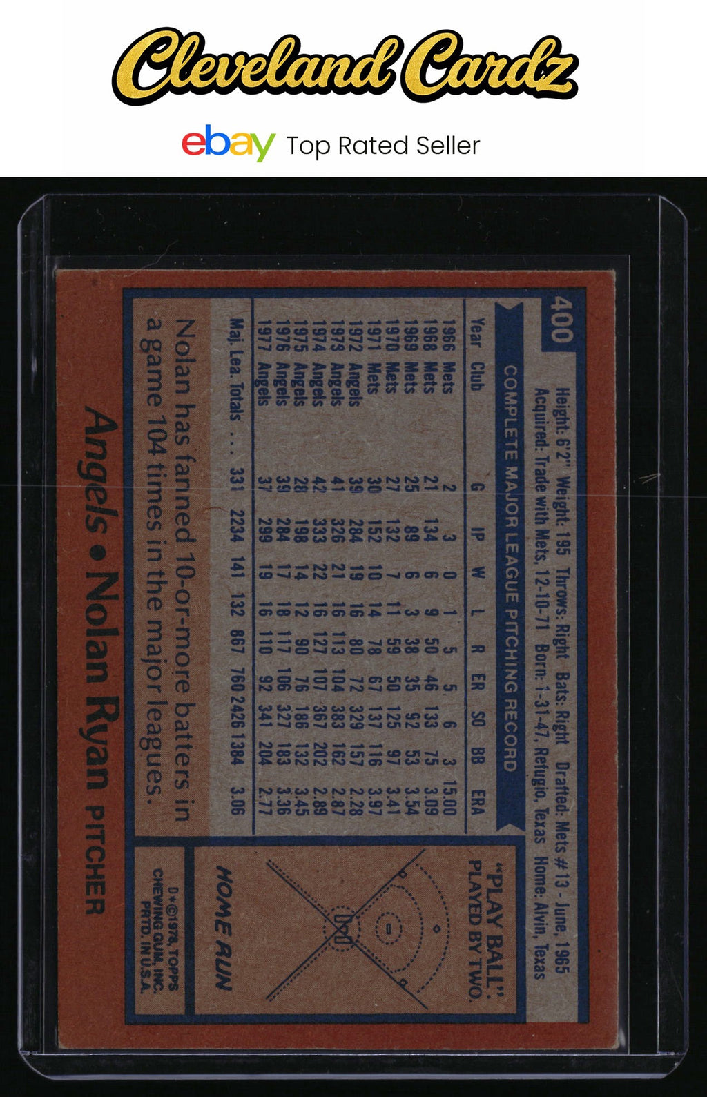 1978 Topps #400 Nolan Ryan
