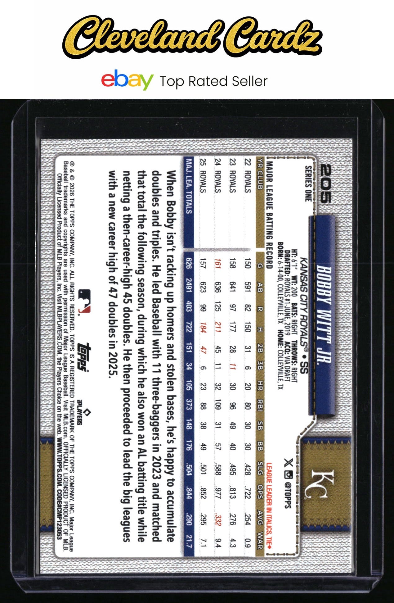 2026 Topps #205 Bobby Witt Jr. Pink Holo Foil