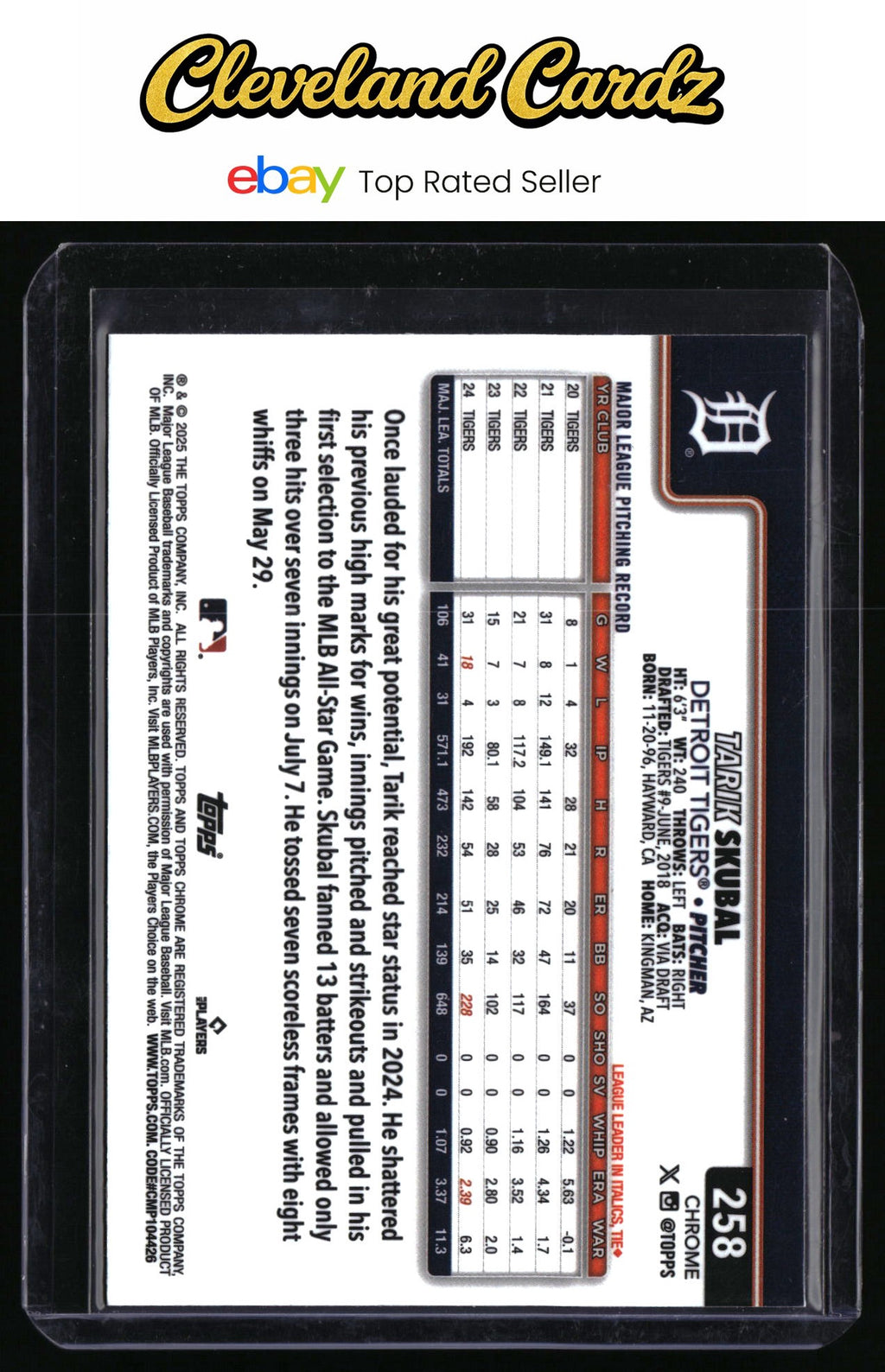 2025 Topps Chrome #258 Tarik Skubal Geometric Refractors