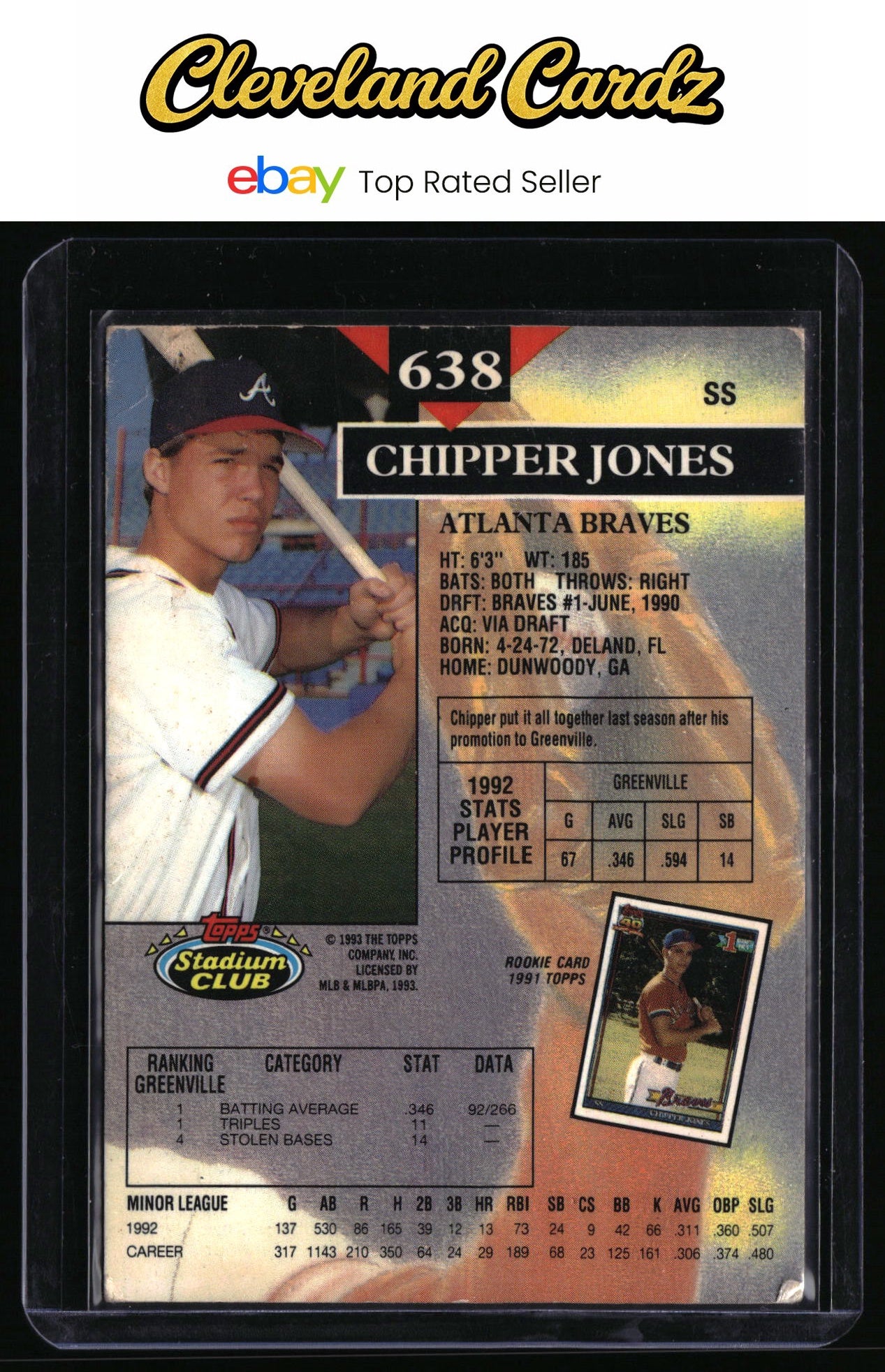 1993 Stadium Club #638 Chipper Jones Members Only
