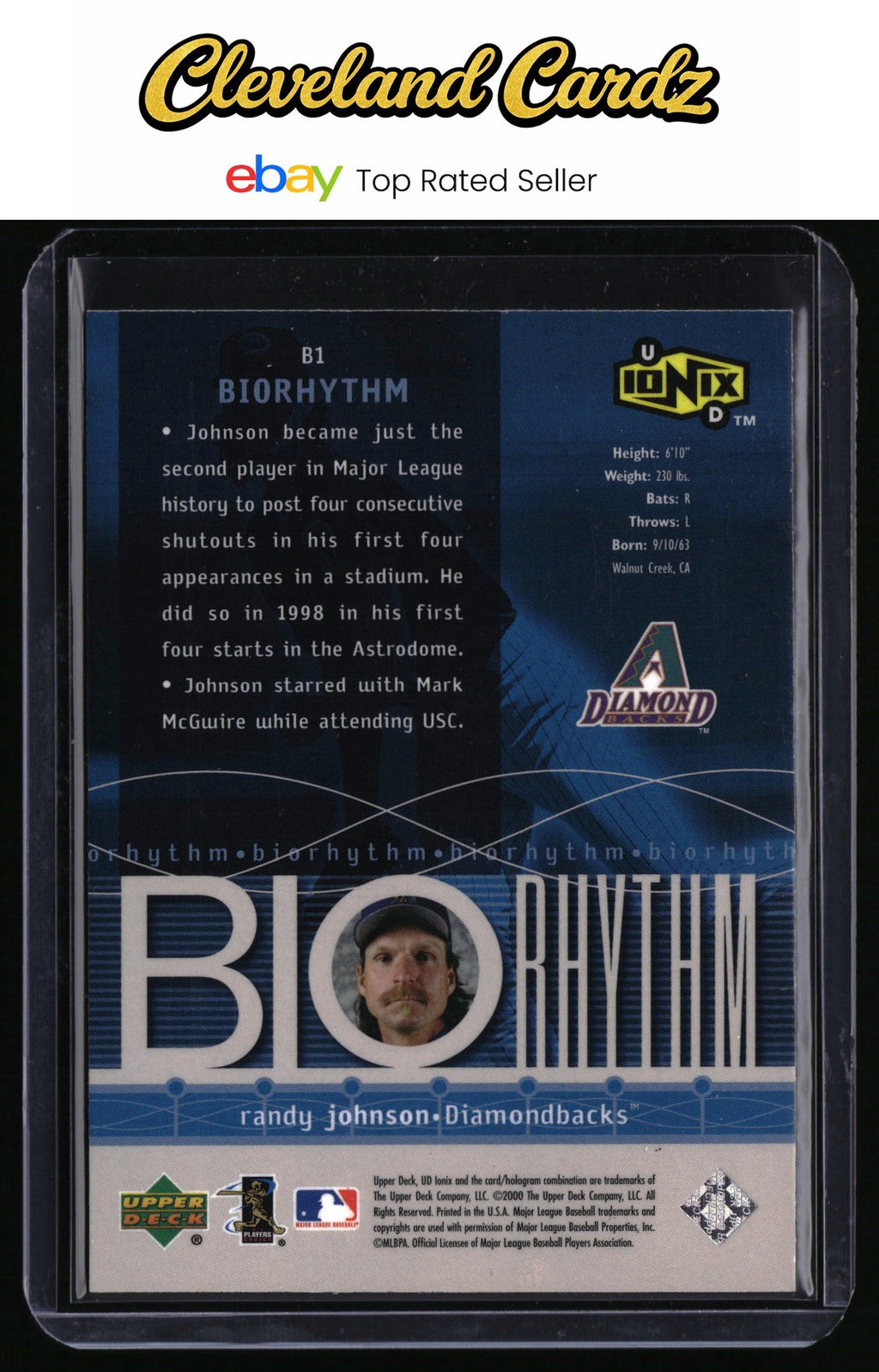 2000 UD Ionix #B1 Randy Johnson BIOrhythm