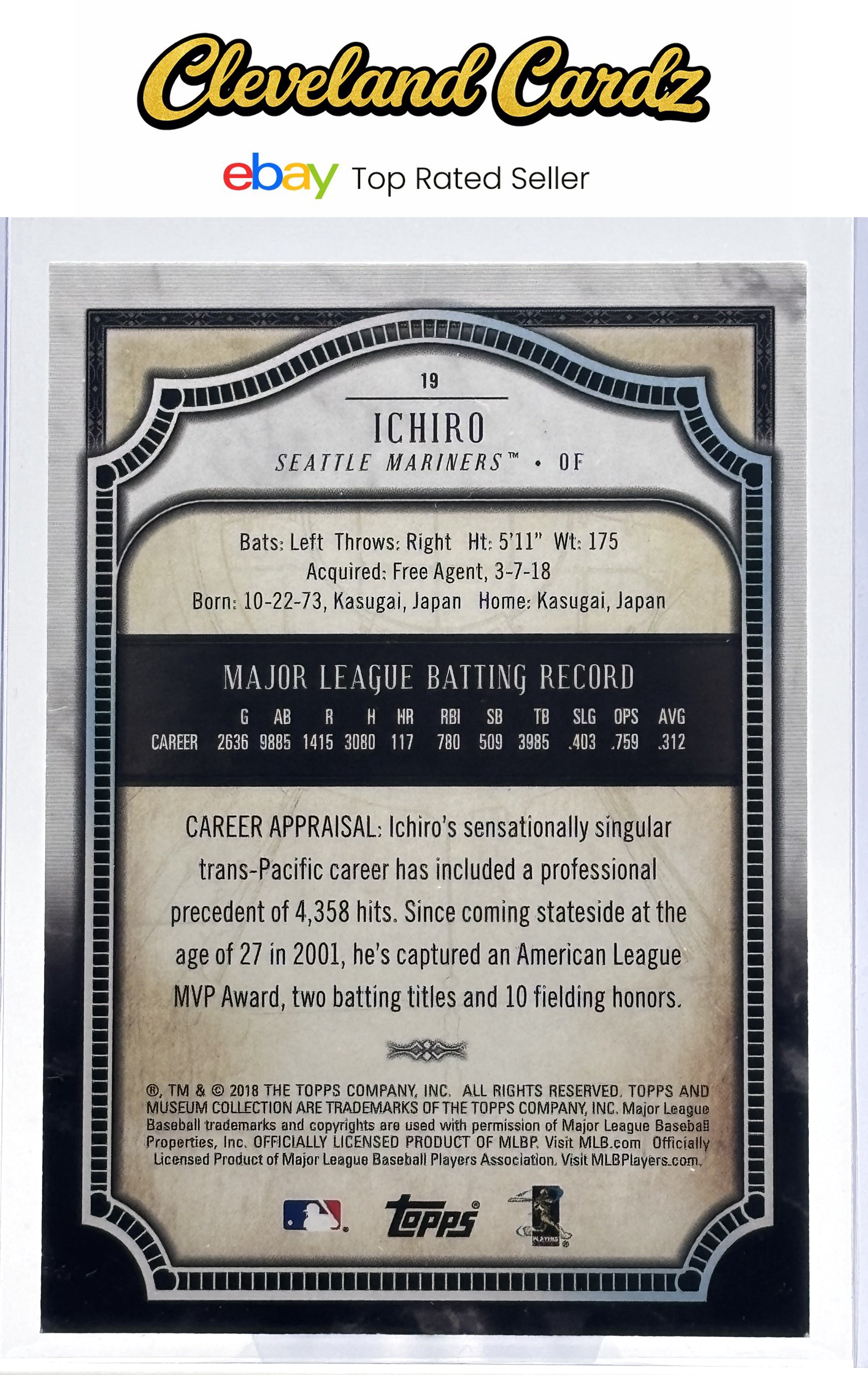 2018 Topps Museum Collection #19 Ichiro Amethyst #/99