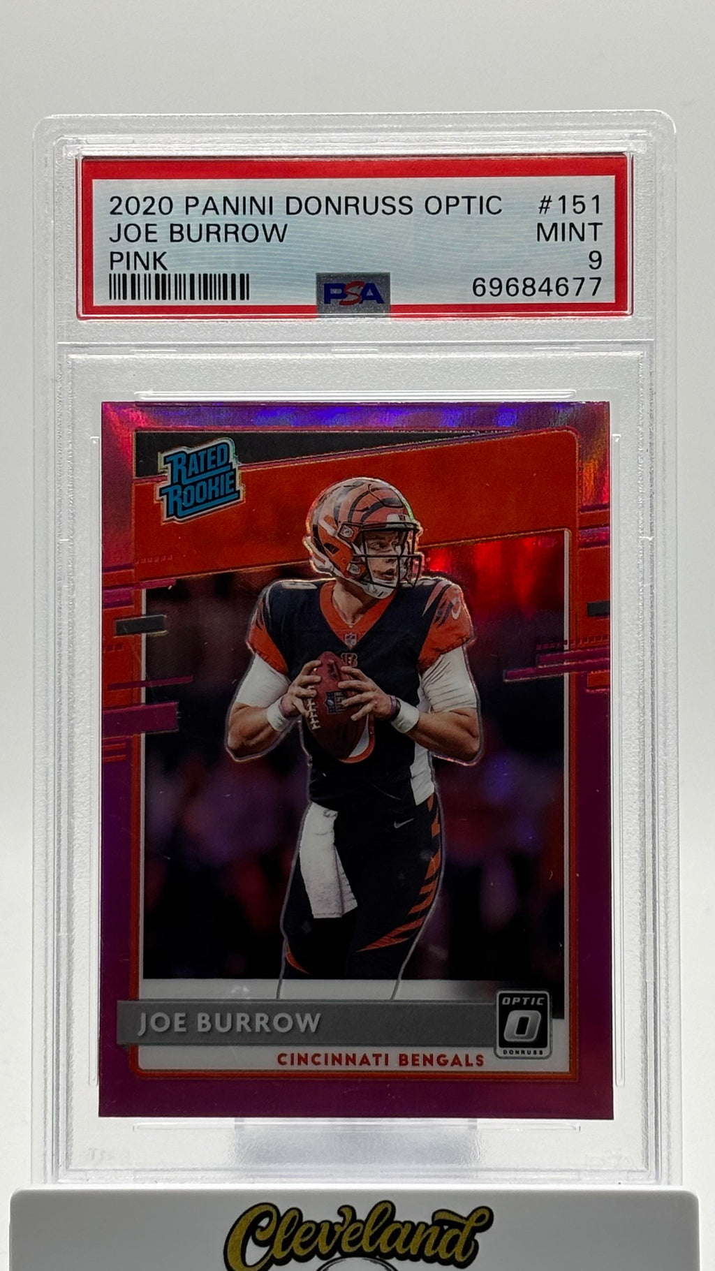 2020 Panini Donruss Optic #151 Joe Burrow Rated Rookie Pink Holo PSA 9