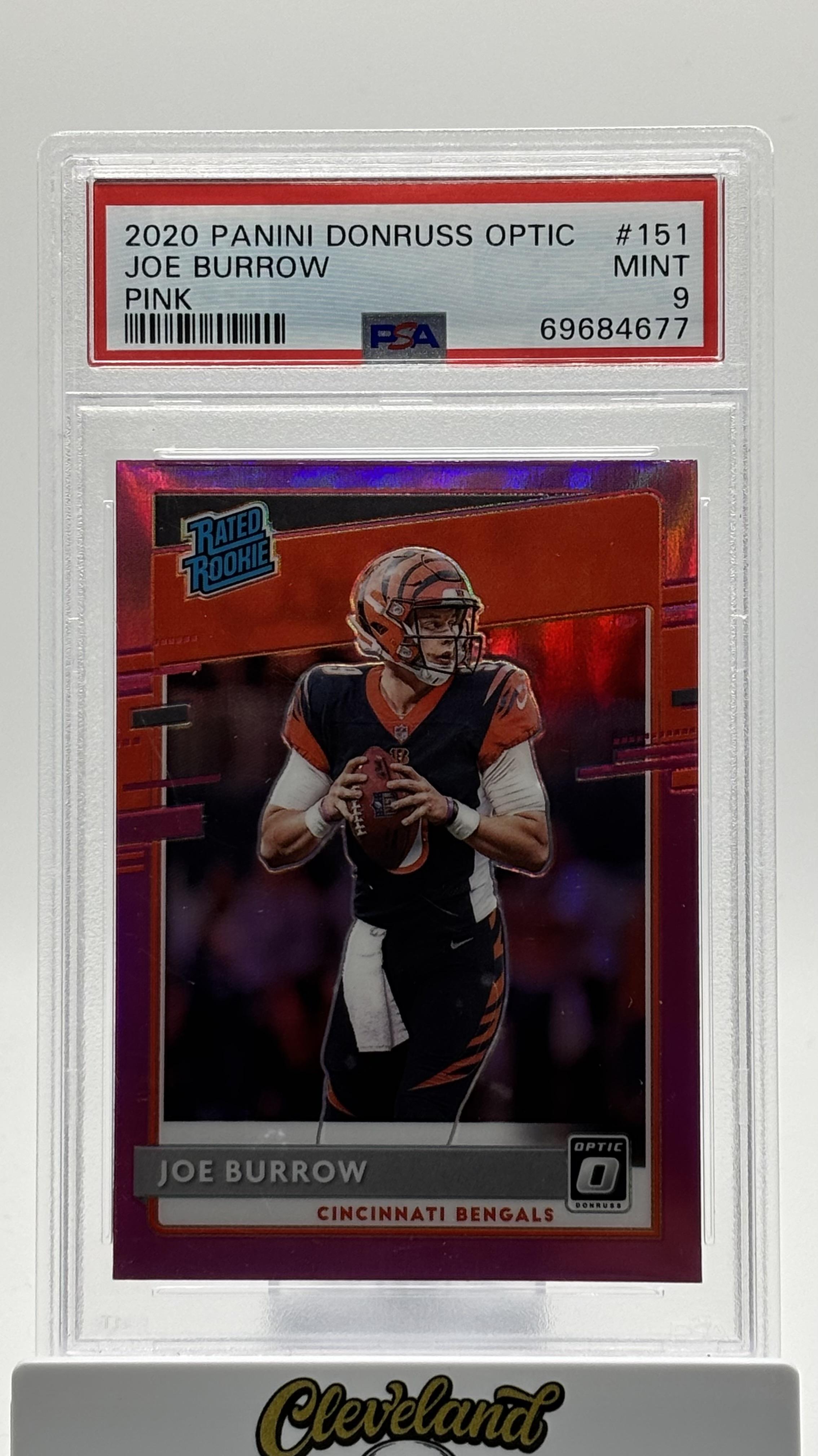 2020 Panini Donruss Optic #151 Joe Burrow Rated Rookie Pink Holo PSA 9