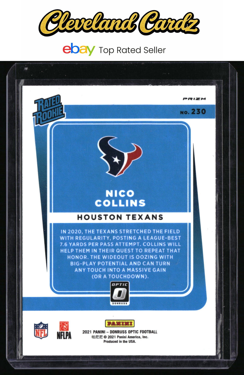 2021 Donruss Optic #230 Nico Collins Blue Scope Rated Rookie