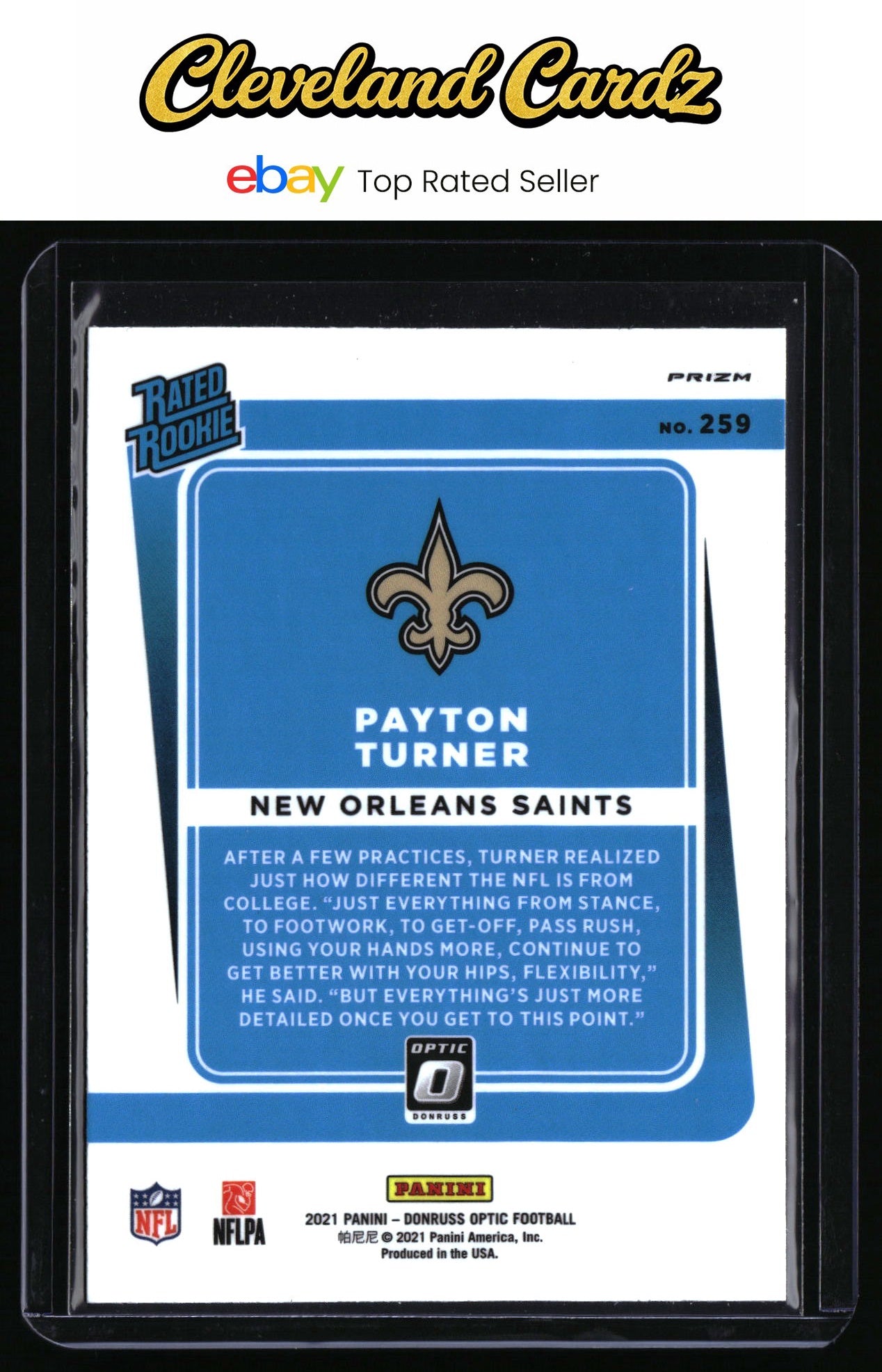 2021 Donruss Optic #259 Payton Turner Blue Scope Rated Rookie