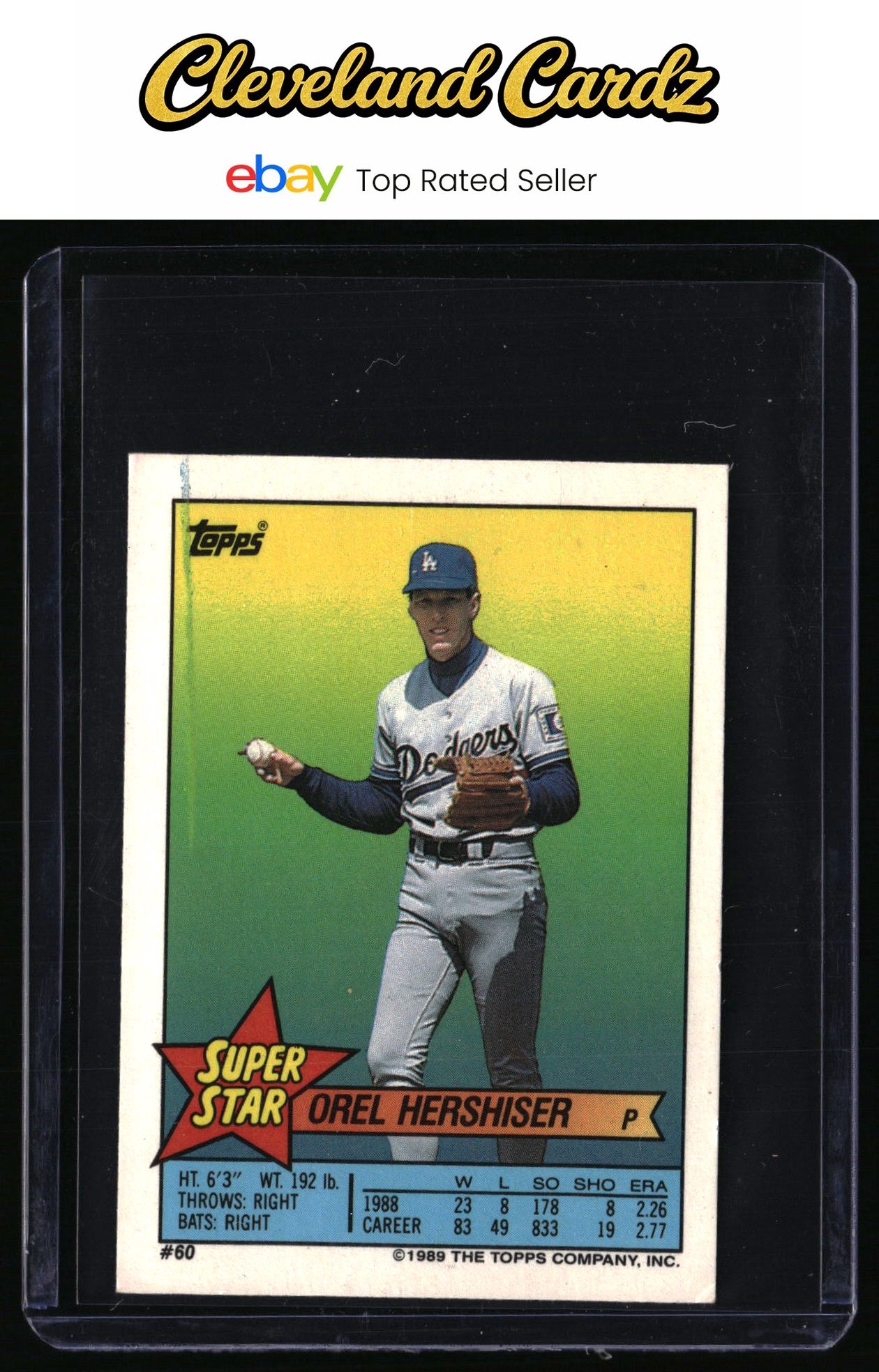 1989 Topps Stickers #60 Orel Hershiser Super Star Backs