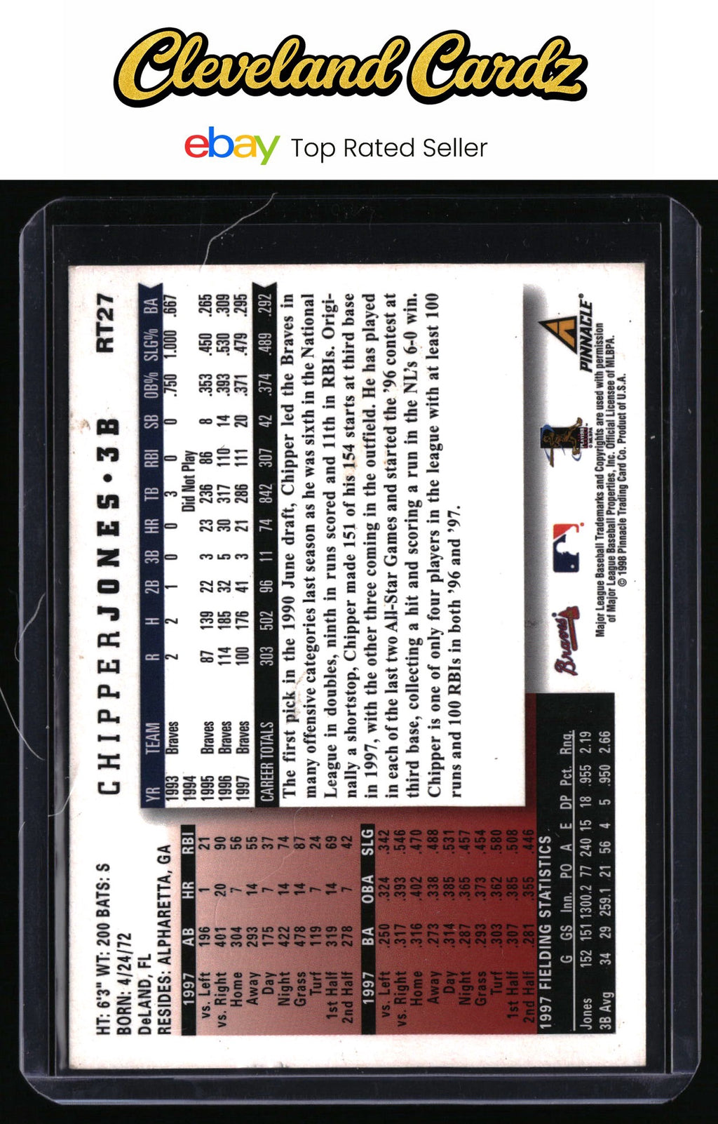 1998 Score Rookie & Traded #RT27 Chipper Jones