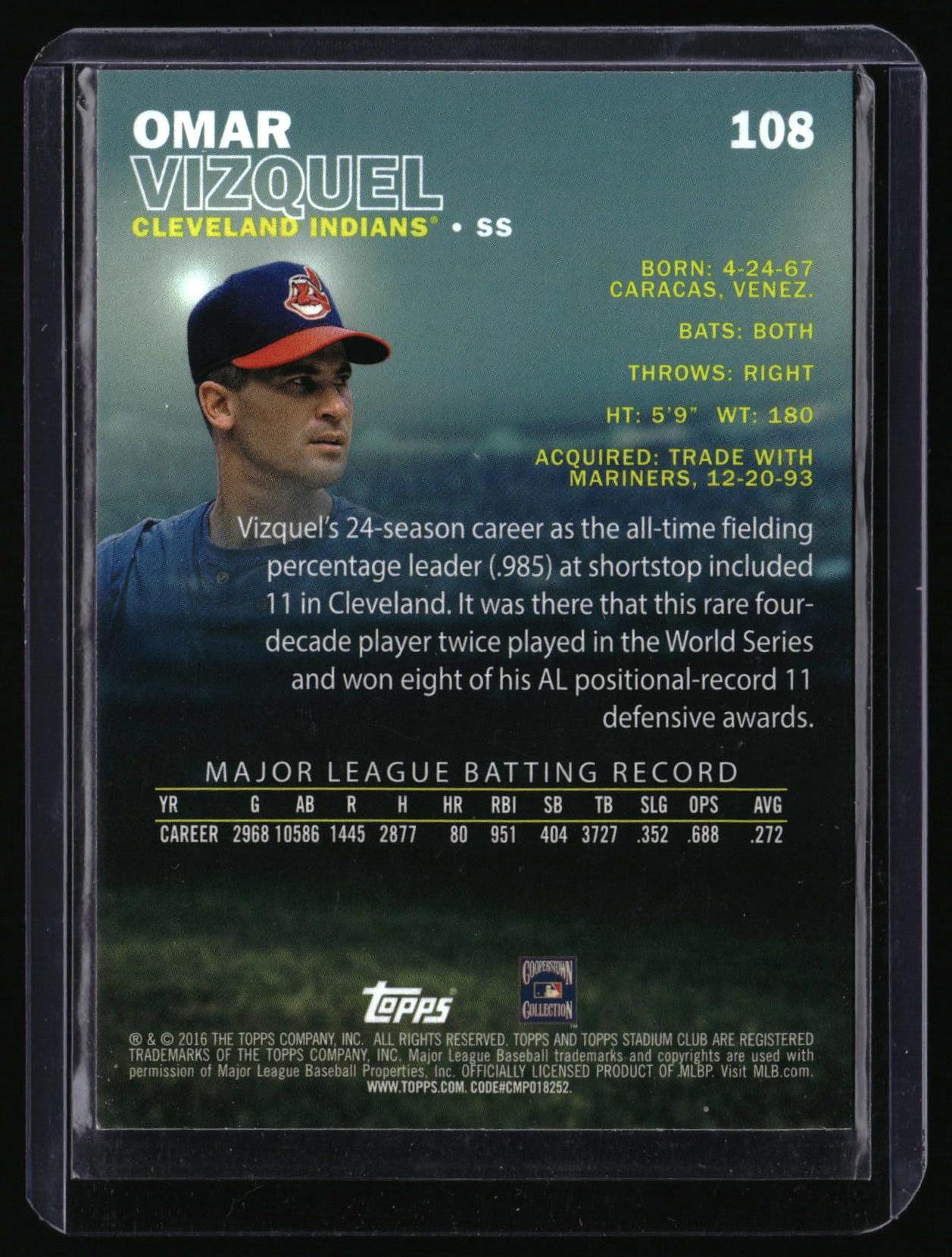 2016 Stadium Club #108 Omar Vizquel