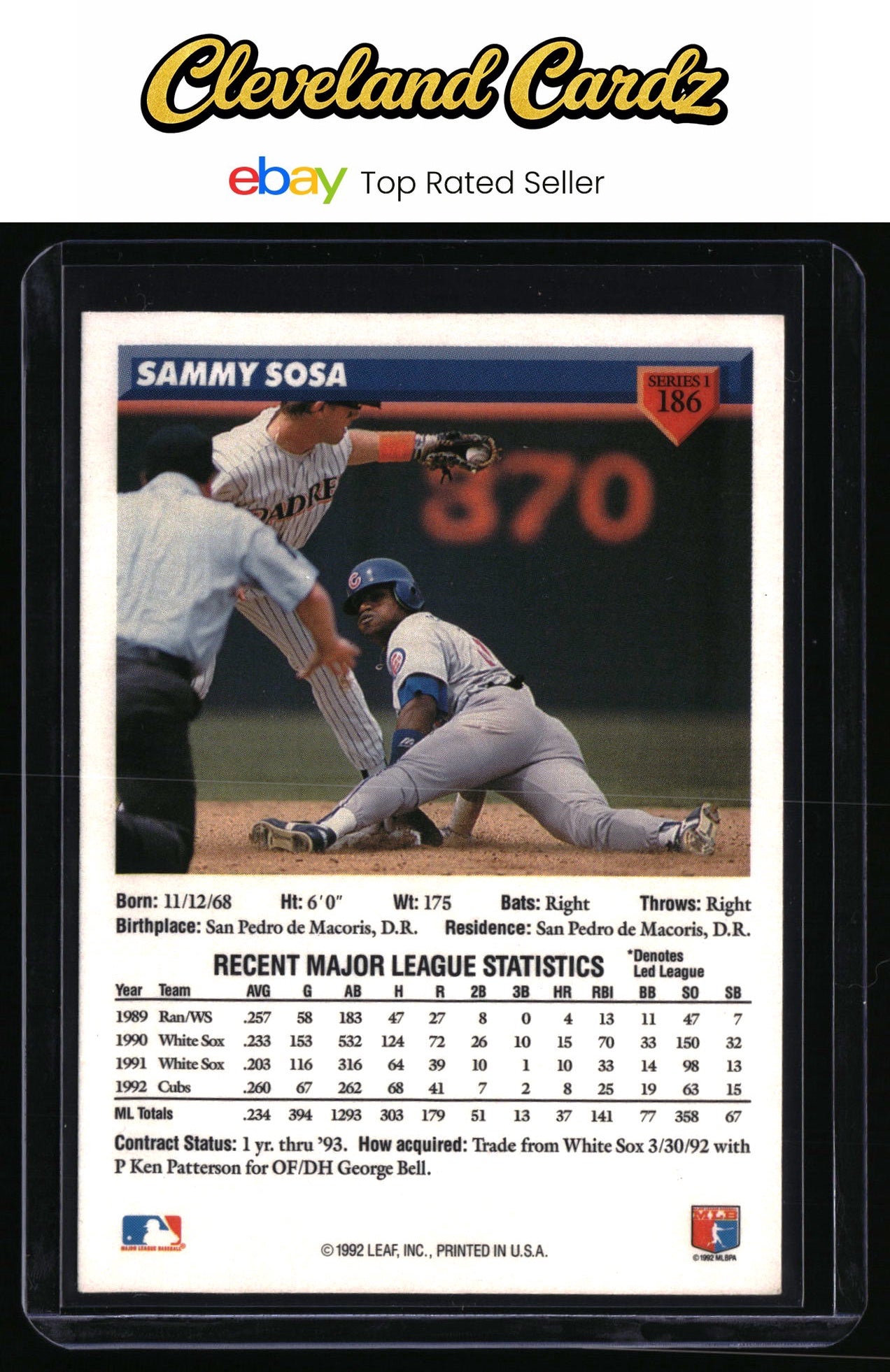 1993 Donruss #186 Sammy Sosa