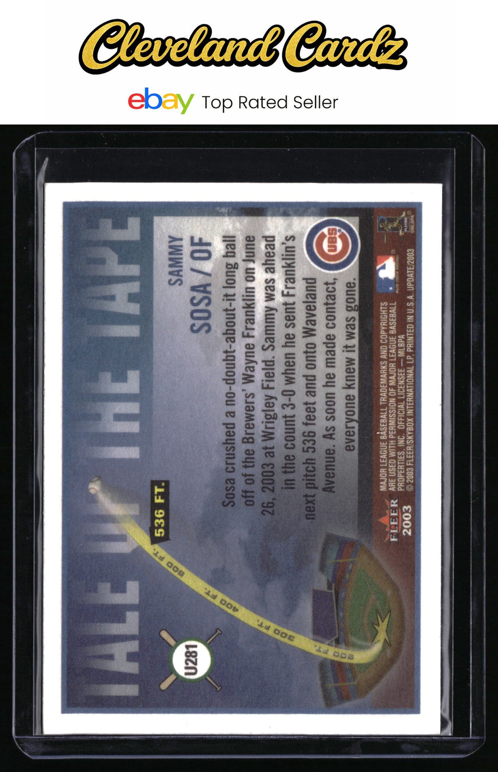 2003 Fleer Tradition Update #U281 Sammy Sosa