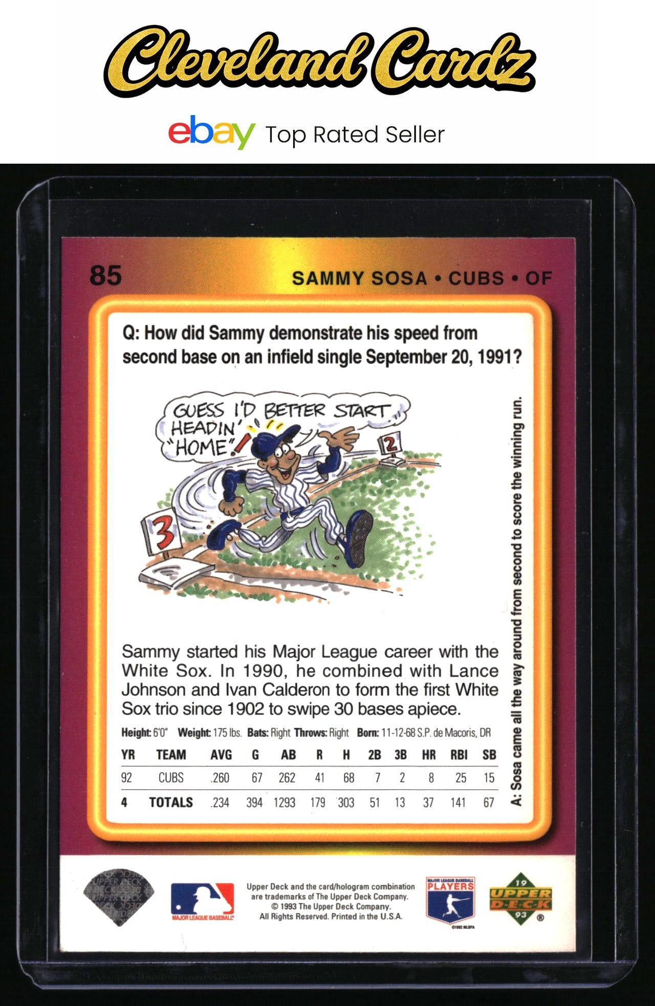1993 Upper Deck Fun Pack #85 Sammy Sosa