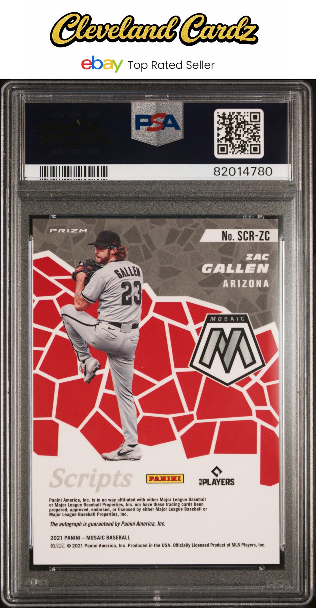 2021 Panini Mosaic Scripts #SCR-ZC Zac Gallen Scripts PSA 10