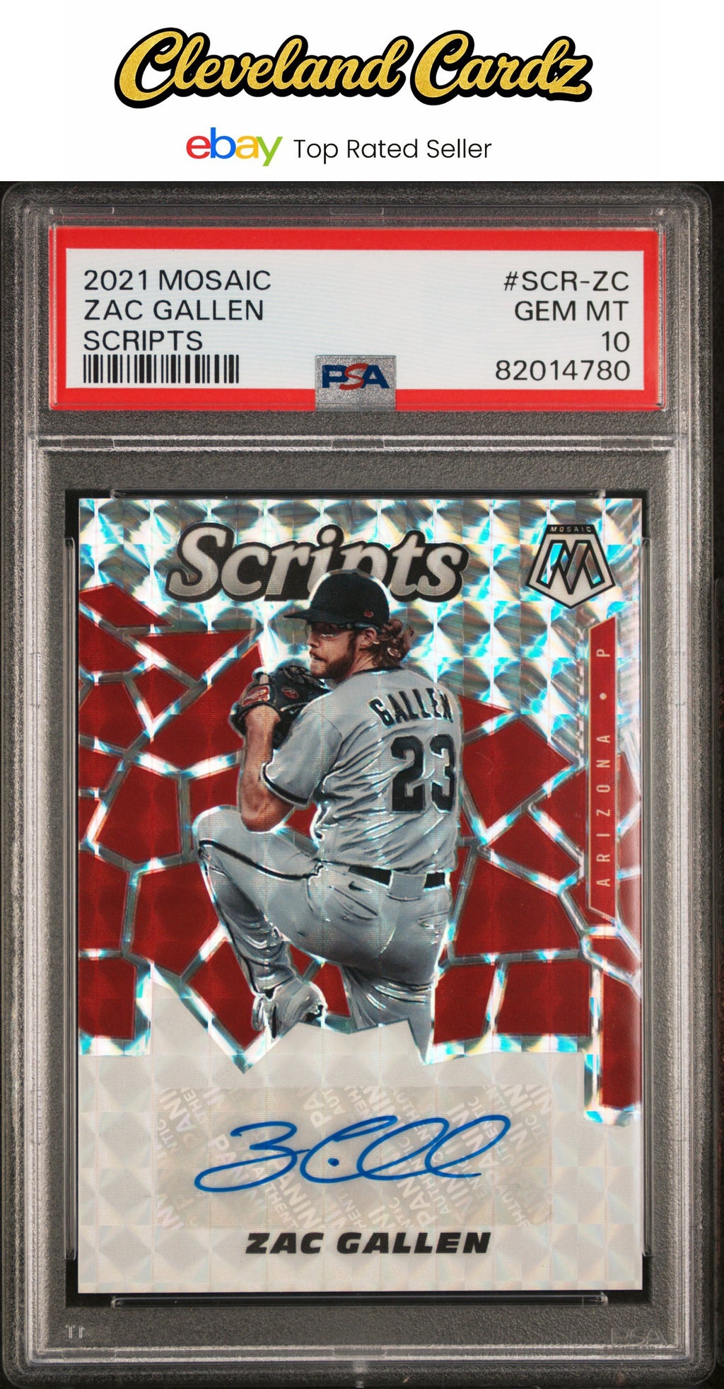 2021 Panini Mosaic Scripts #SCR-ZC Zac Gallen Scripts PSA 10