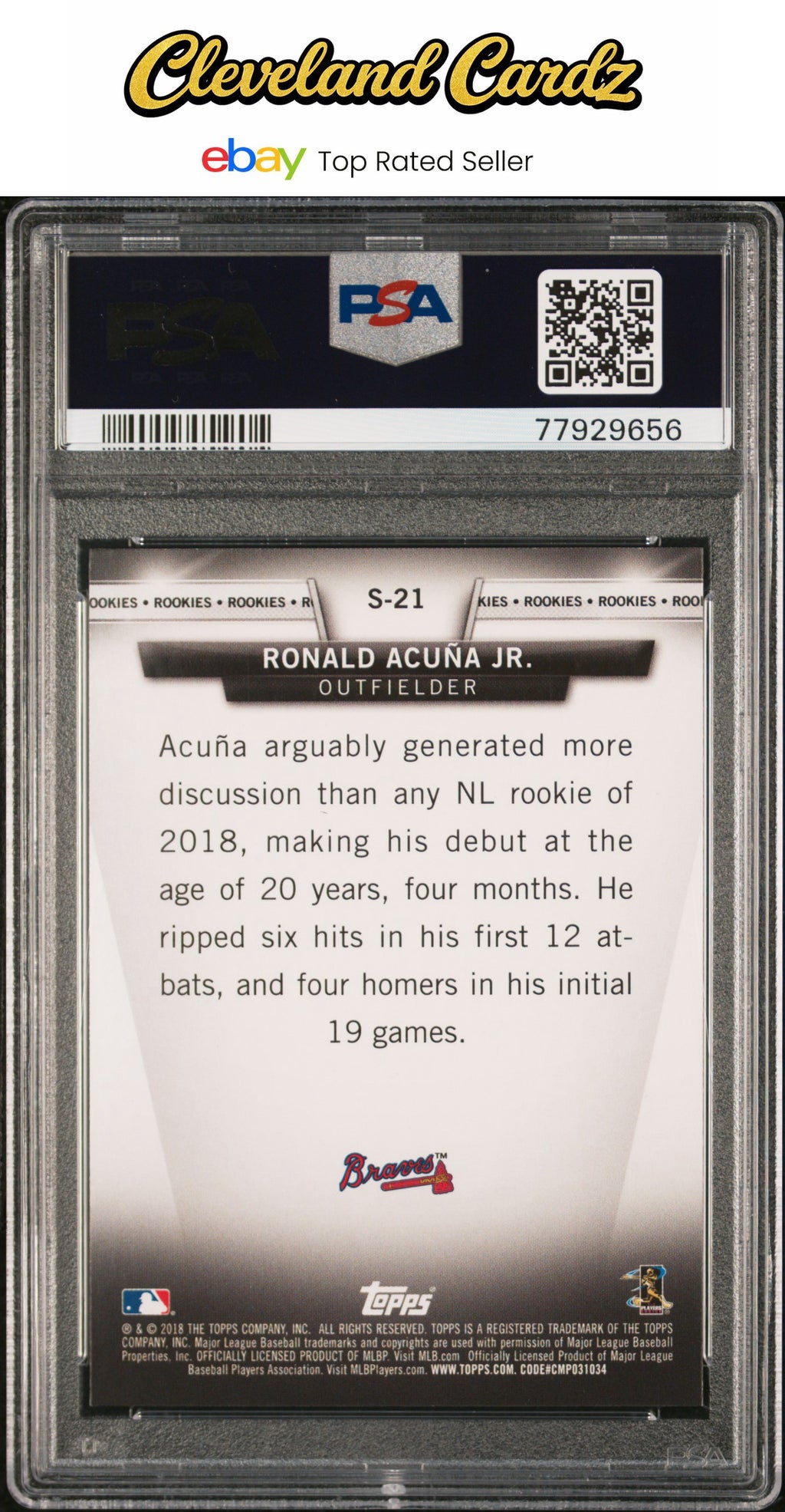 2018 Topps Update Salute #S-21 Ronald Acuna Jr. Salute RC PSA 9